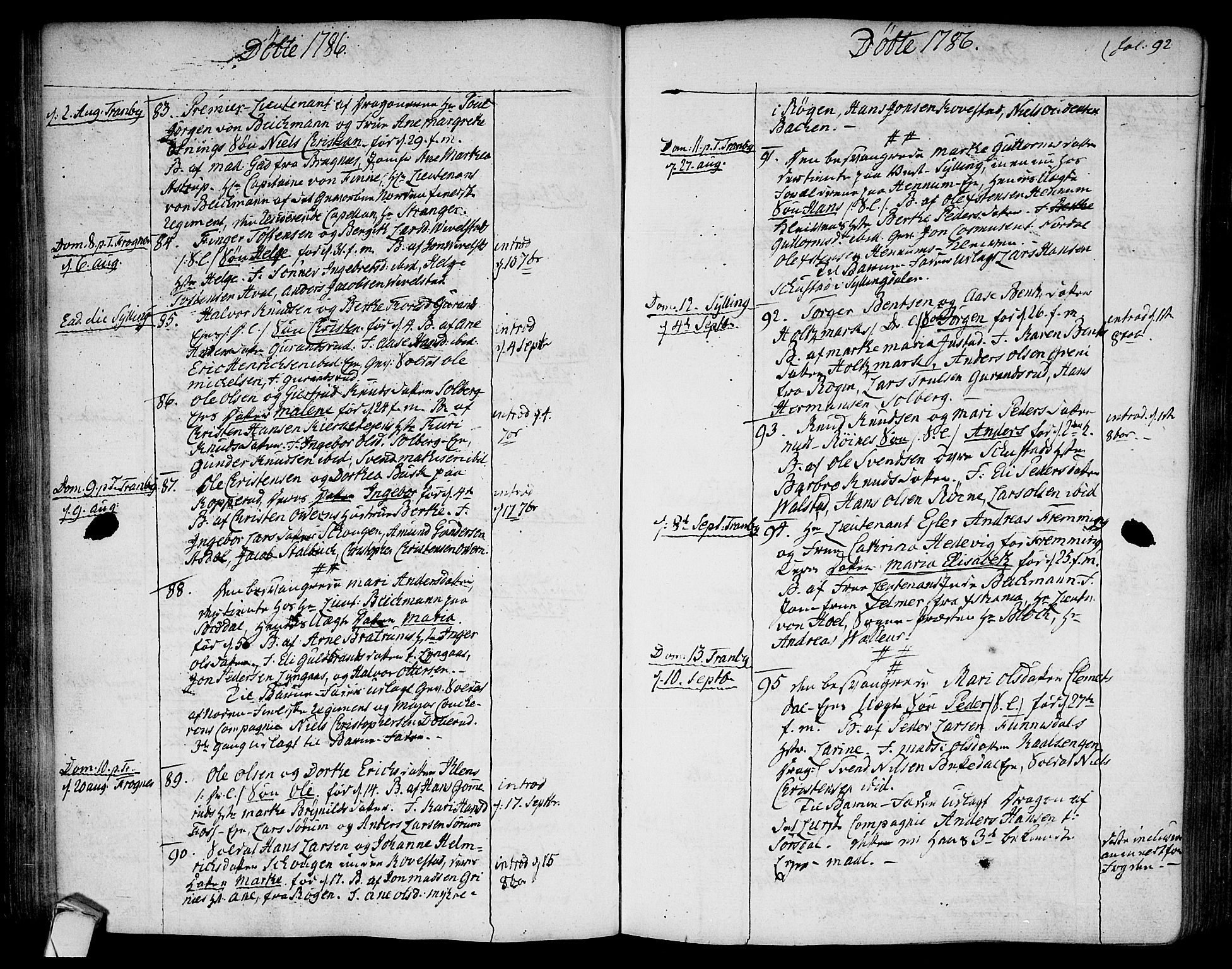 Lier kirkebøker, AV/SAKO-A-230/F/Fa/L0006: Parish register (official) no. I 6, 1777-1794, p. 92