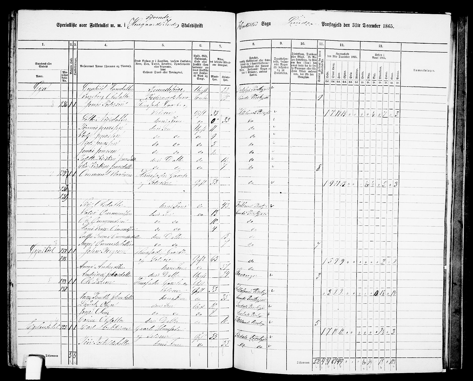 RA, 1865 census for Lund, 1865, p. 91