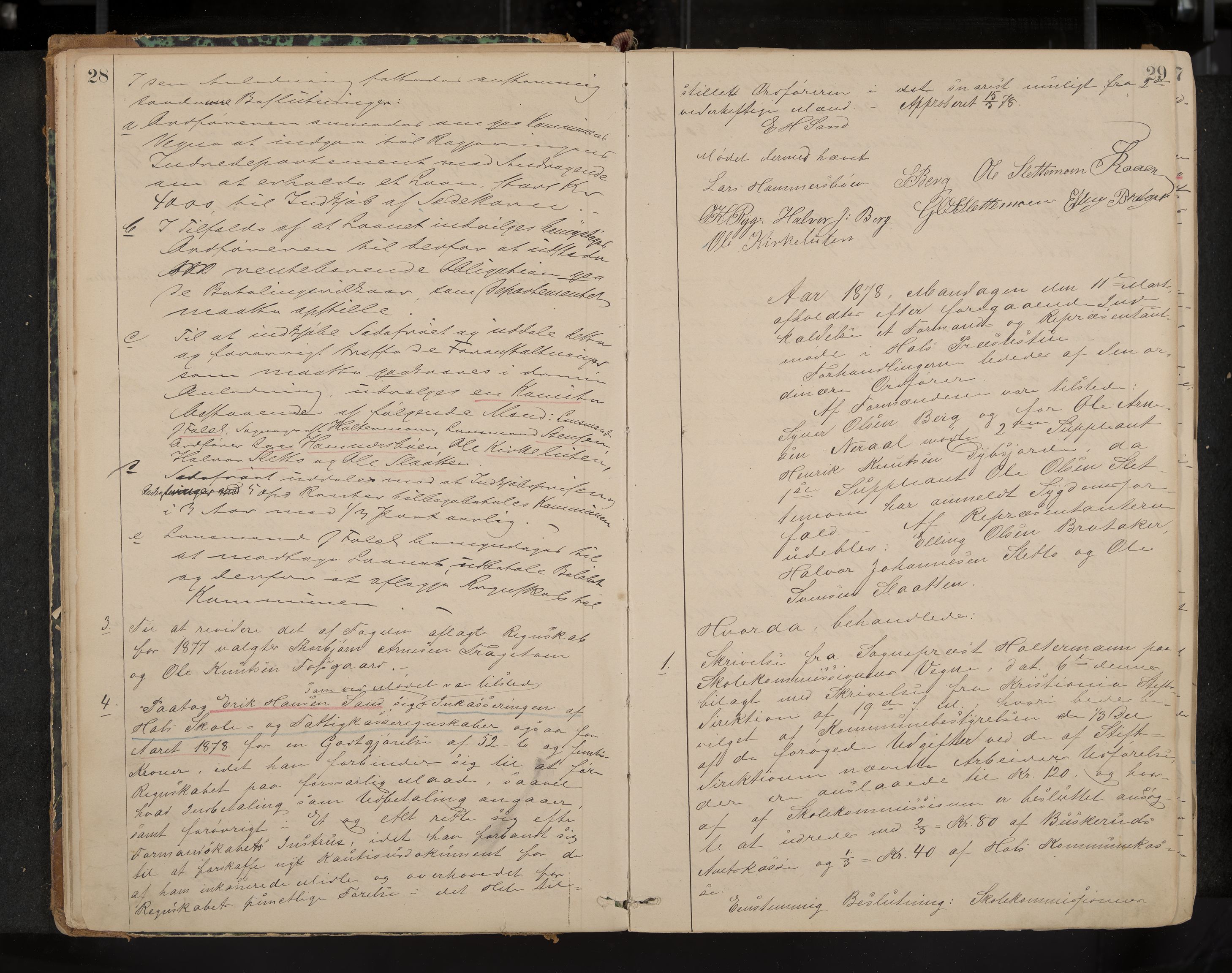 Hol formannskap og sentraladministrasjon, IKAK/0620021-1/A/L0001: Møtebok, 1877-1893, p. 28-29