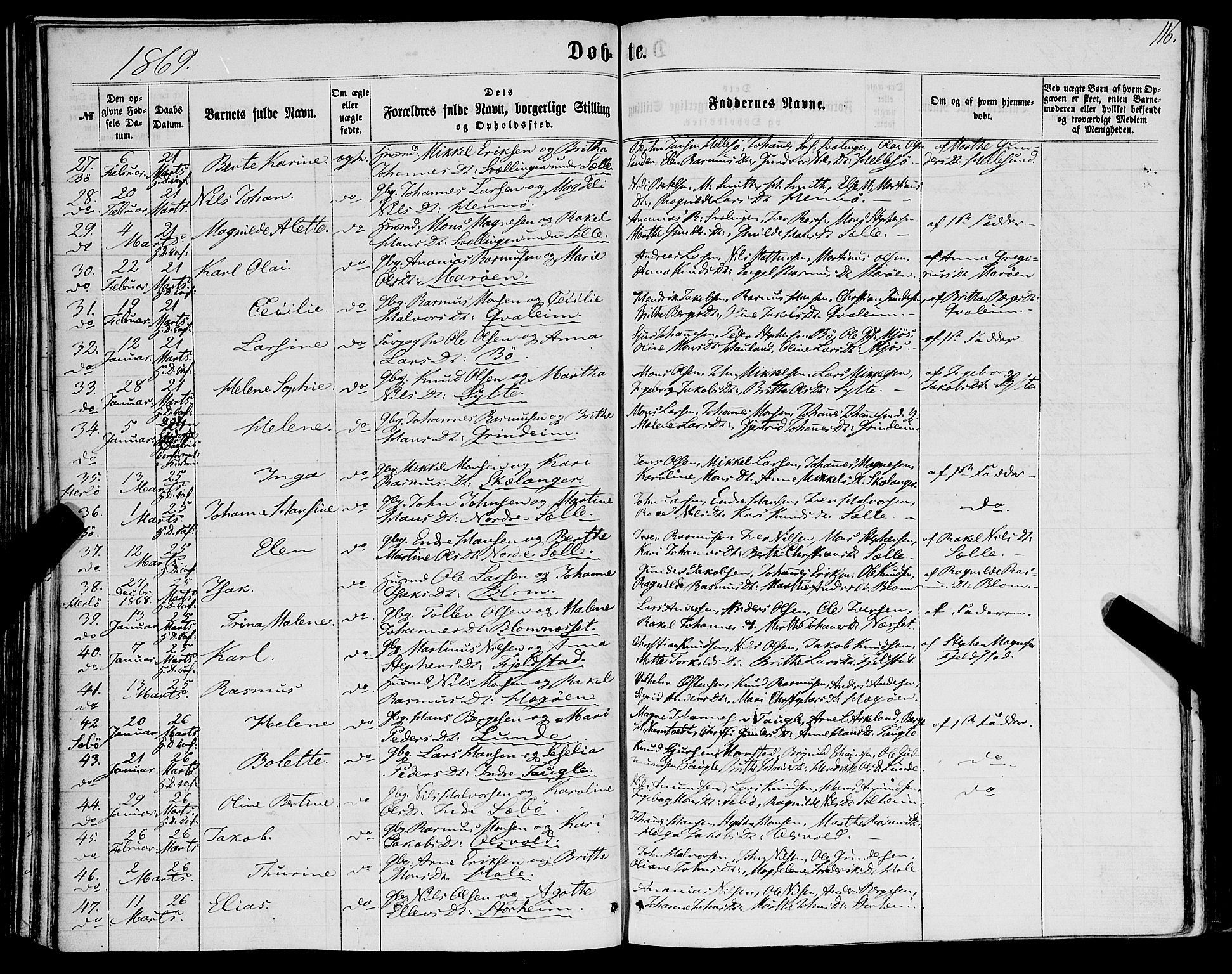 Manger sokneprestembete, SAB/A-76801/H/Haa: Parish register (official) no. A 7, 1860-1870, p. 116