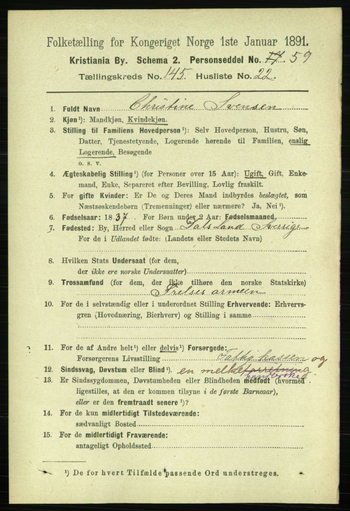 RA, 1891 census for 0301 Kristiania, 1891, p. 80065