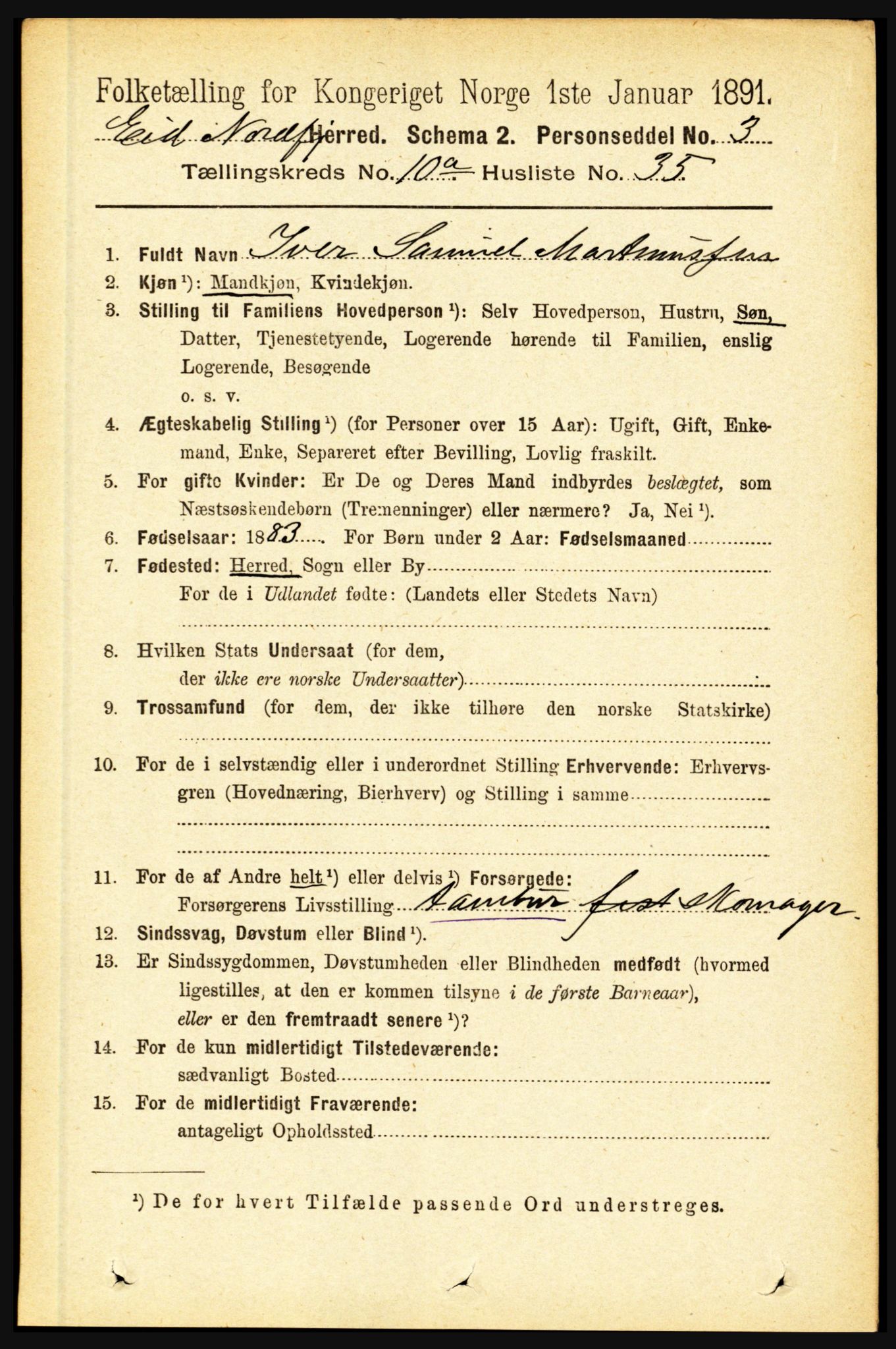 RA, 1891 census for 1443 Eid, 1891, p. 3012