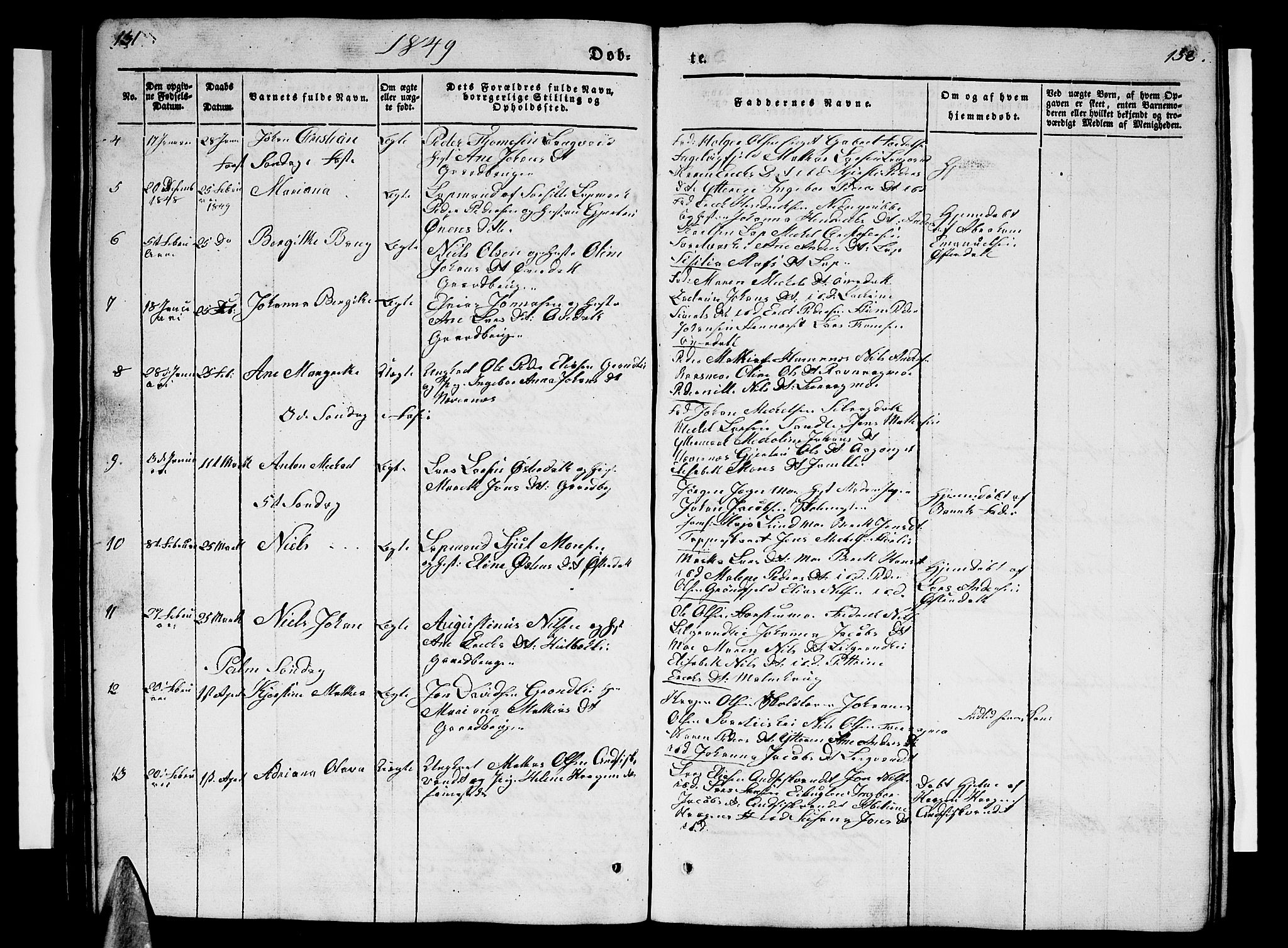 Ministerialprotokoller, klokkerbøker og fødselsregistre - Nordland, AV/SAT-A-1459/827/L0413: Parish register (copy) no. 827C02, 1842-1852, p. 131-132