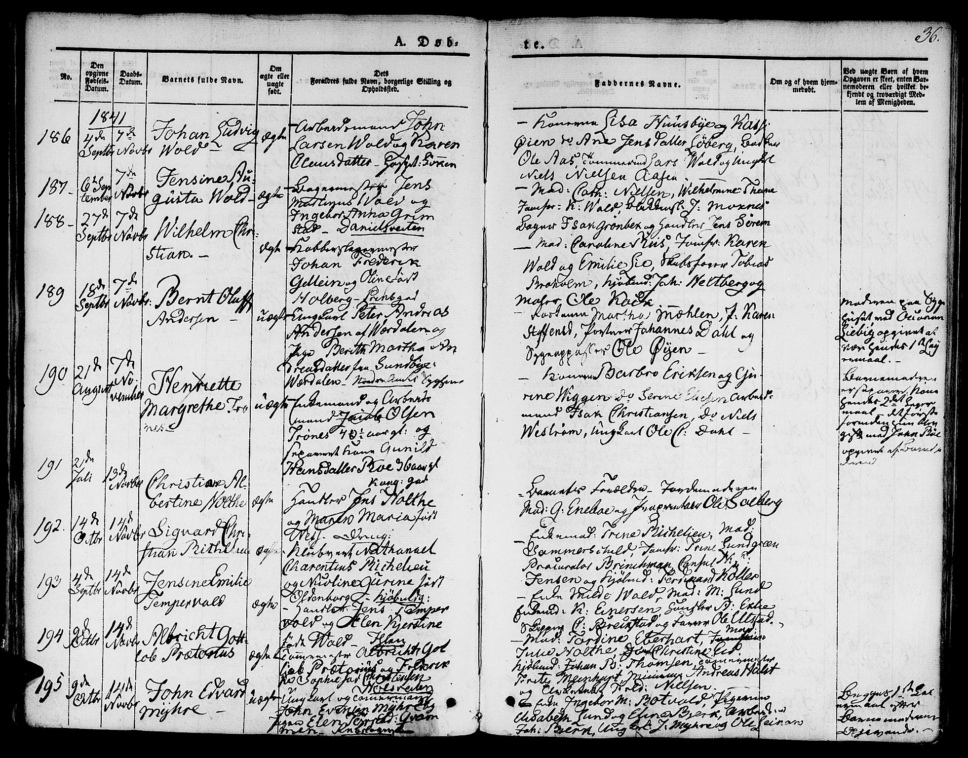 Ministerialprotokoller, klokkerbøker og fødselsregistre - Sør-Trøndelag, SAT/A-1456/601/L0048: Parish register (official) no. 601A16, 1840-1847, p. 36