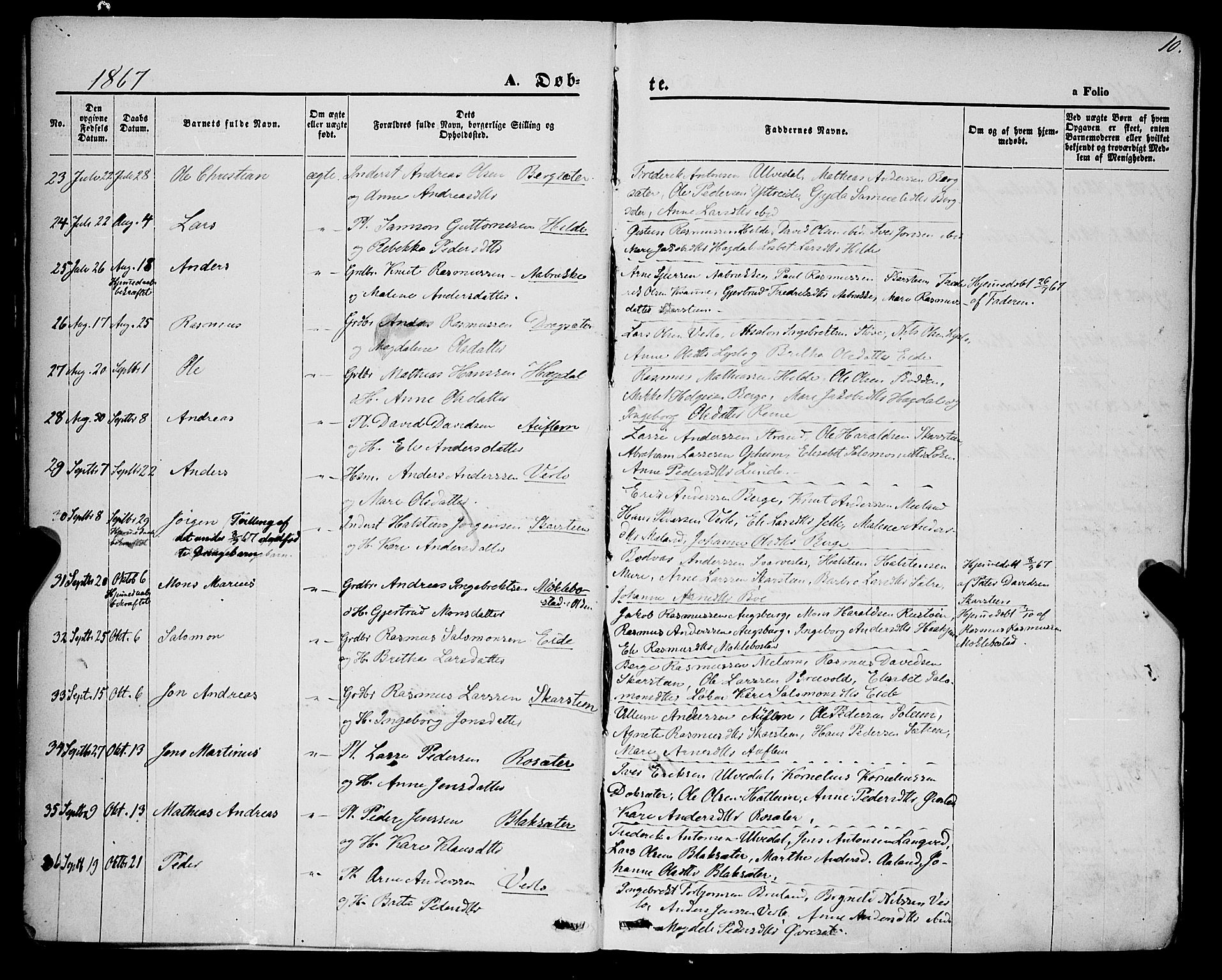 Innvik sokneprestembete, AV/SAB-A-80501: Parish register (official) no. A 6, 1865-1878, p. 10