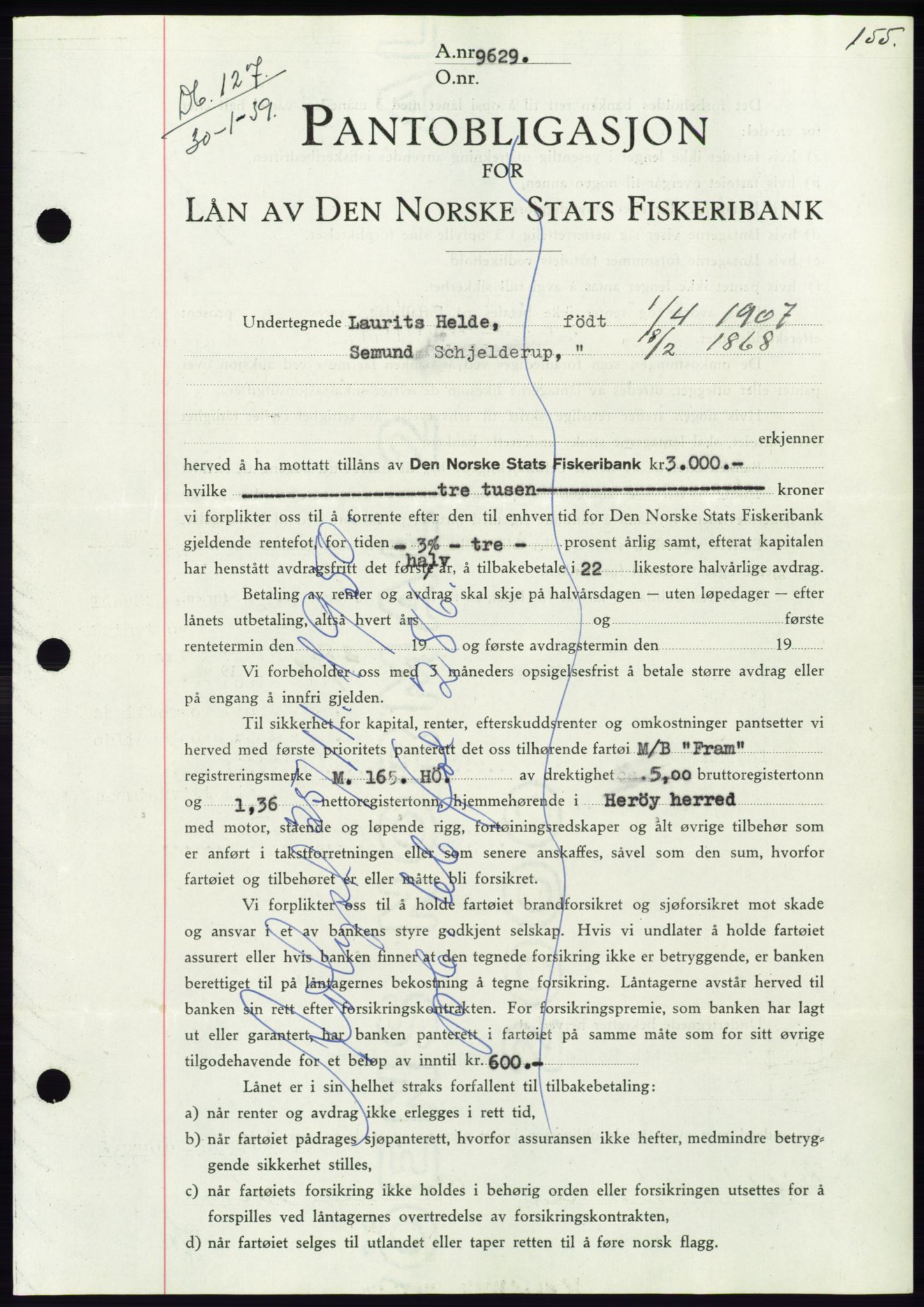 Søre Sunnmøre sorenskriveri, AV/SAT-A-4122/1/2/2C/L0067: Mortgage book no. 61, 1938-1939, Diary no: : 127/1939