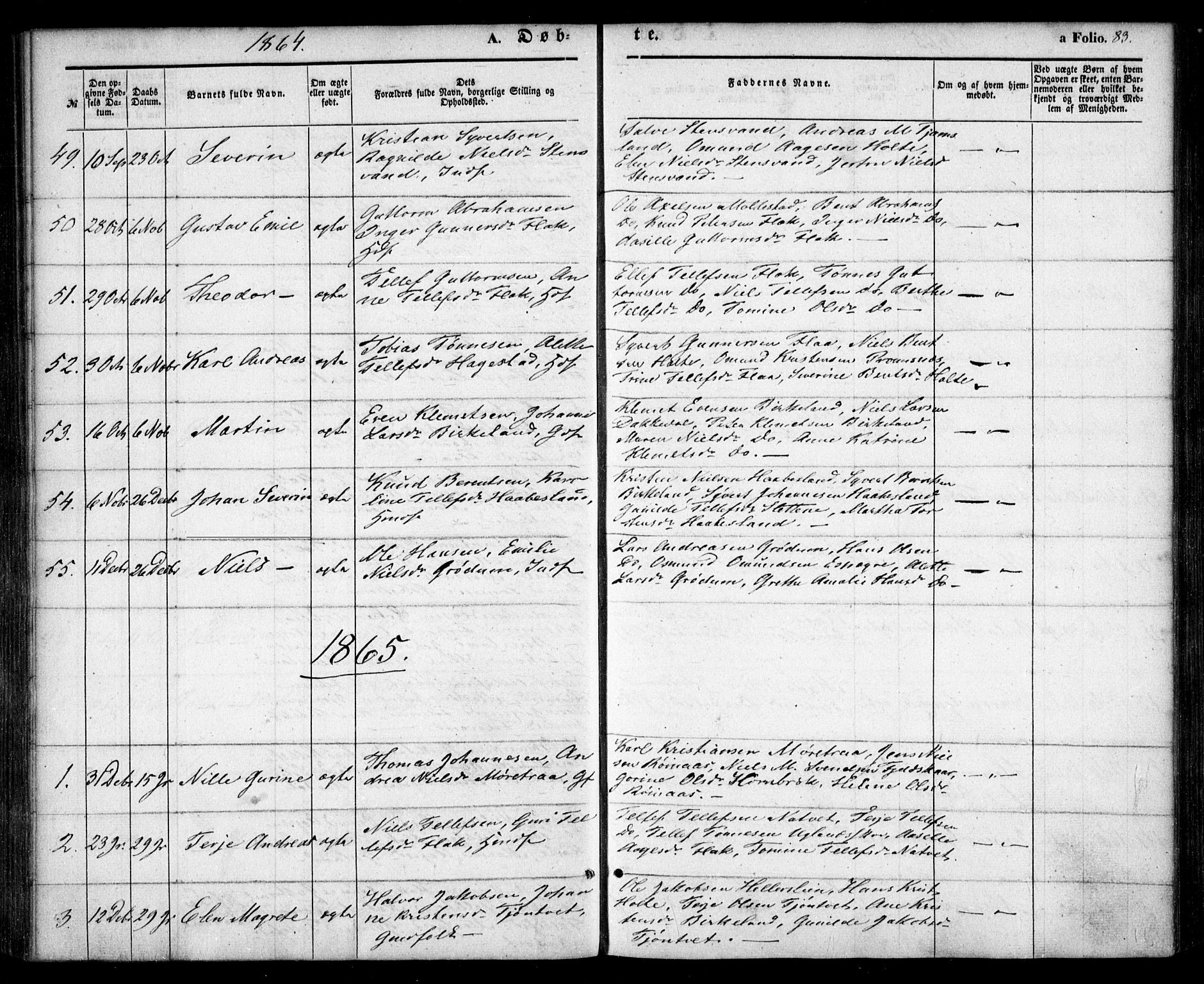 Birkenes sokneprestkontor, AV/SAK-1111-0004/F/Fa/L0003: Parish register (official) no. A 3, 1850-1866, p. 83