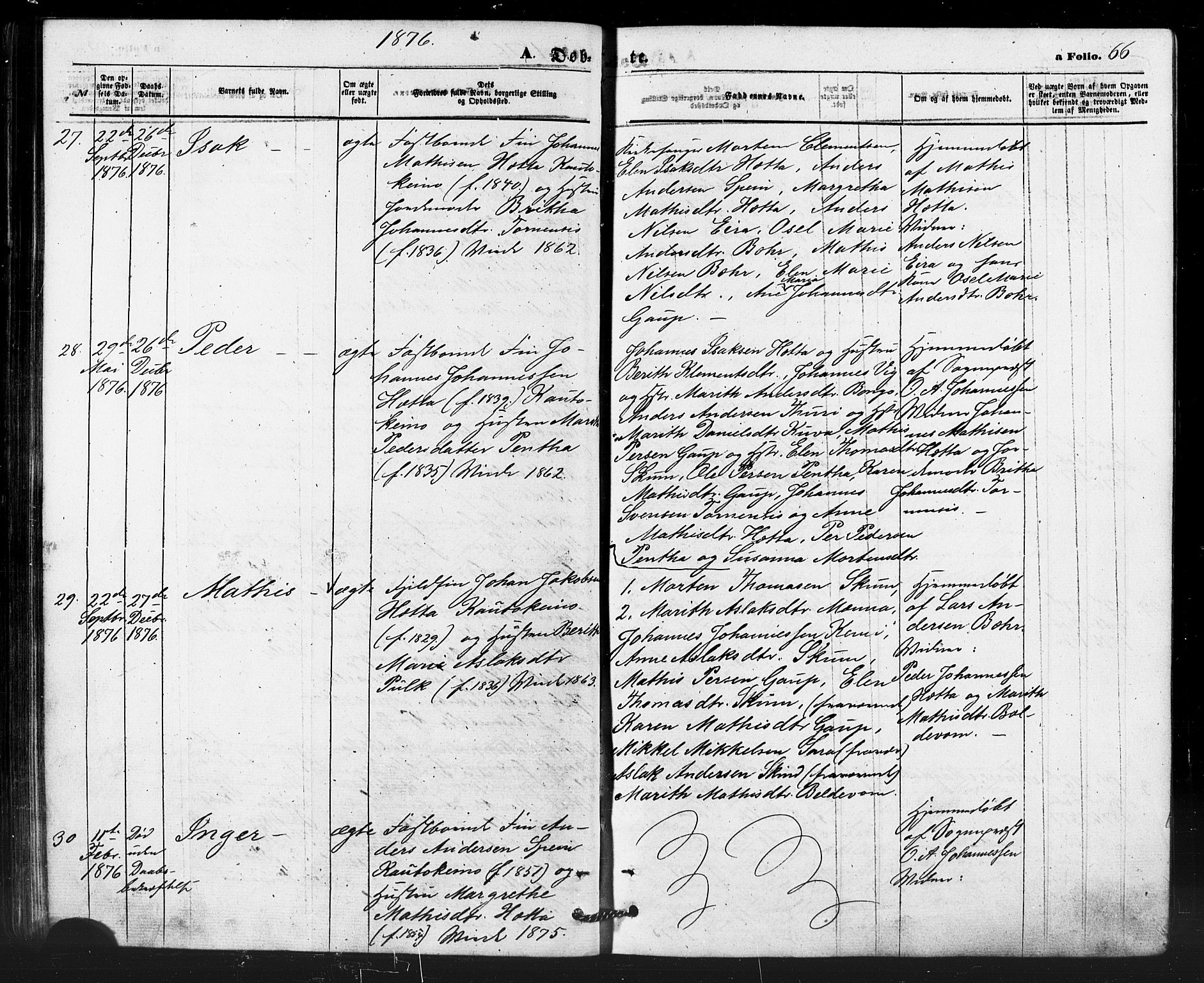 Kautokeino sokneprestembete, SATØ/S-1340/H/Ha/L0003.kirke: Parish register (official) no. 3, 1862-1879, p. 66