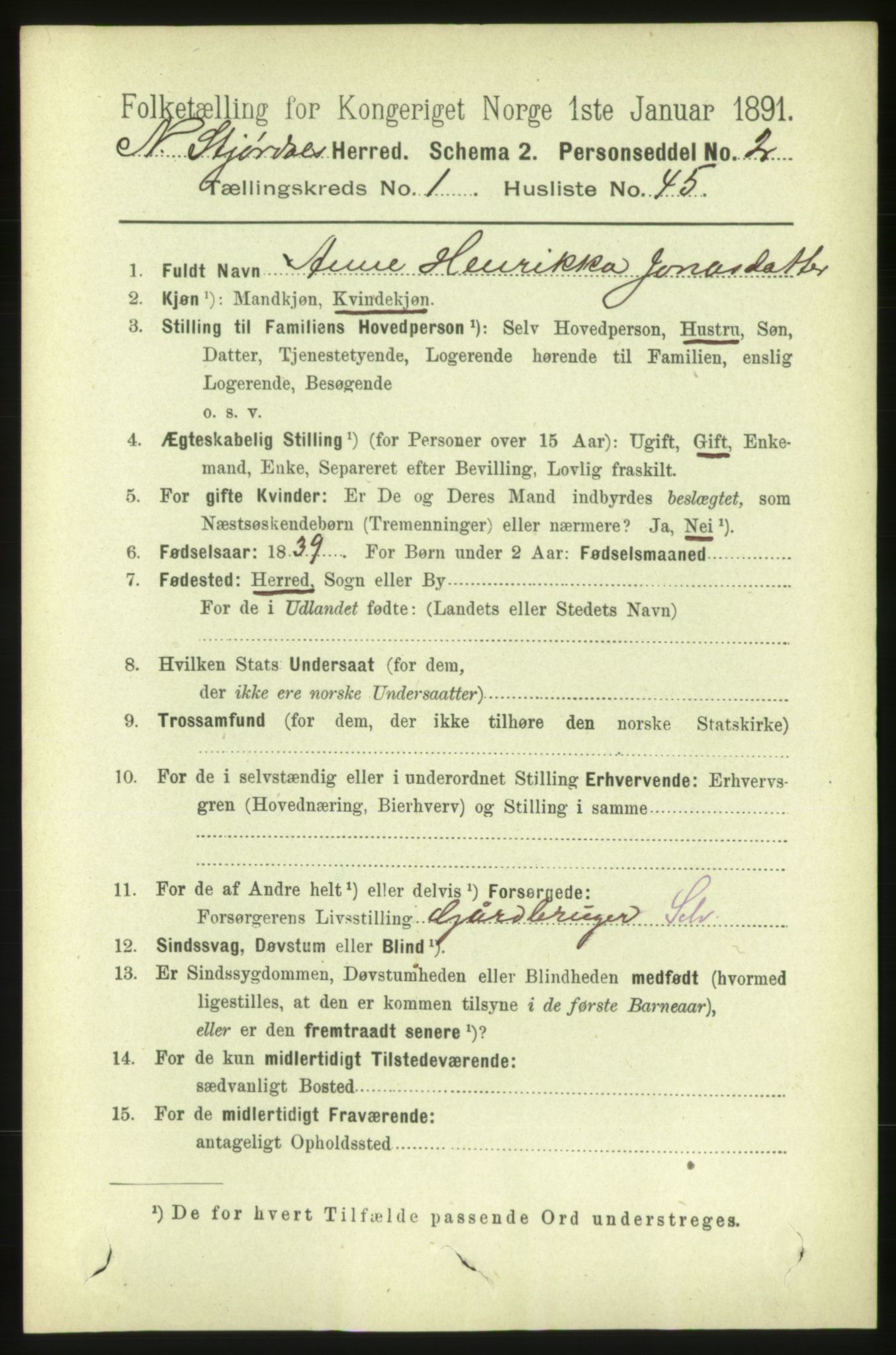 RA, 1891 census for 1714 Nedre Stjørdal, 1891, p. 384