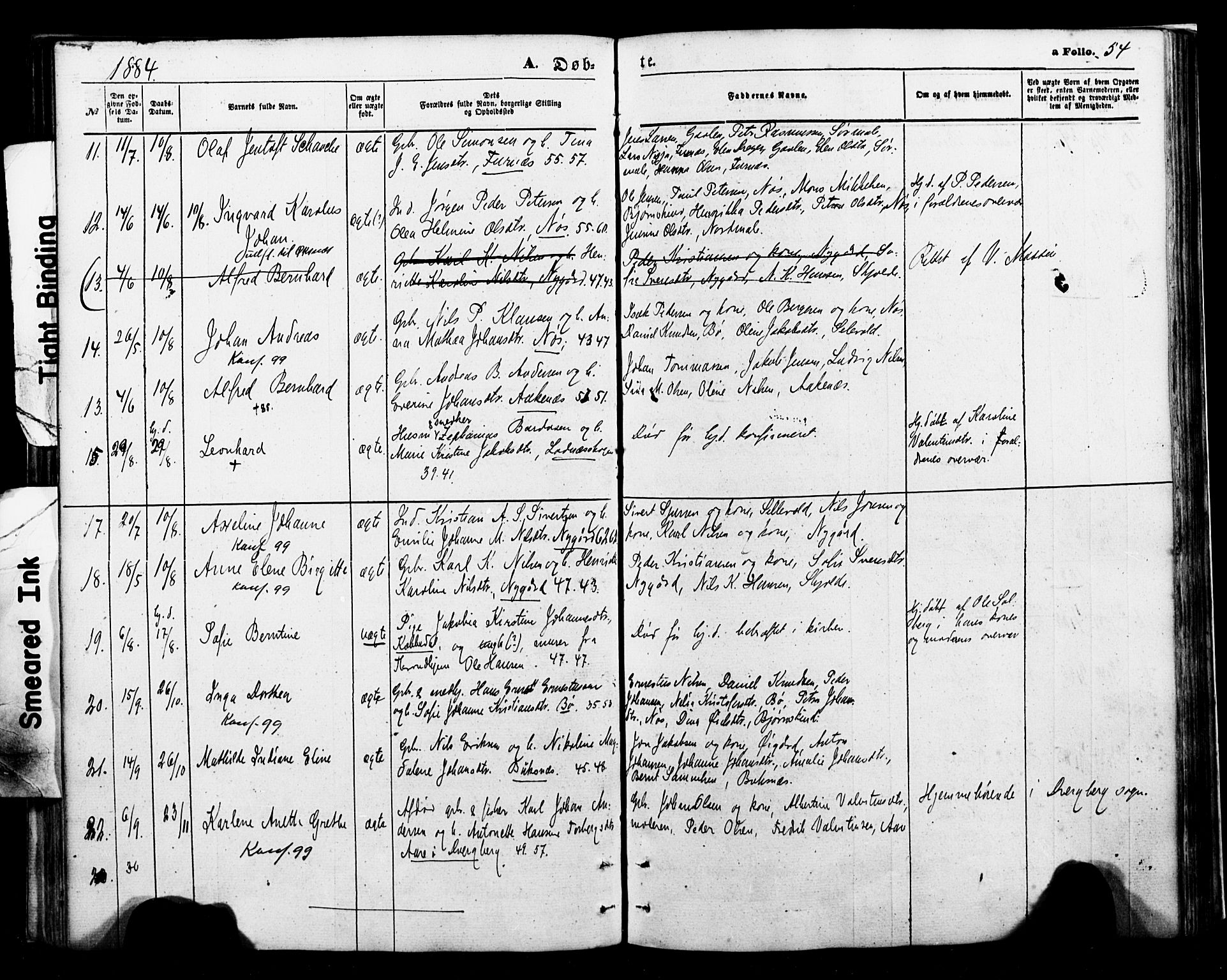 Ministerialprotokoller, klokkerbøker og fødselsregistre - Nordland, SAT/A-1459/898/L1421: Parish register (official) no. 898A01, 1866-1886, p. 54