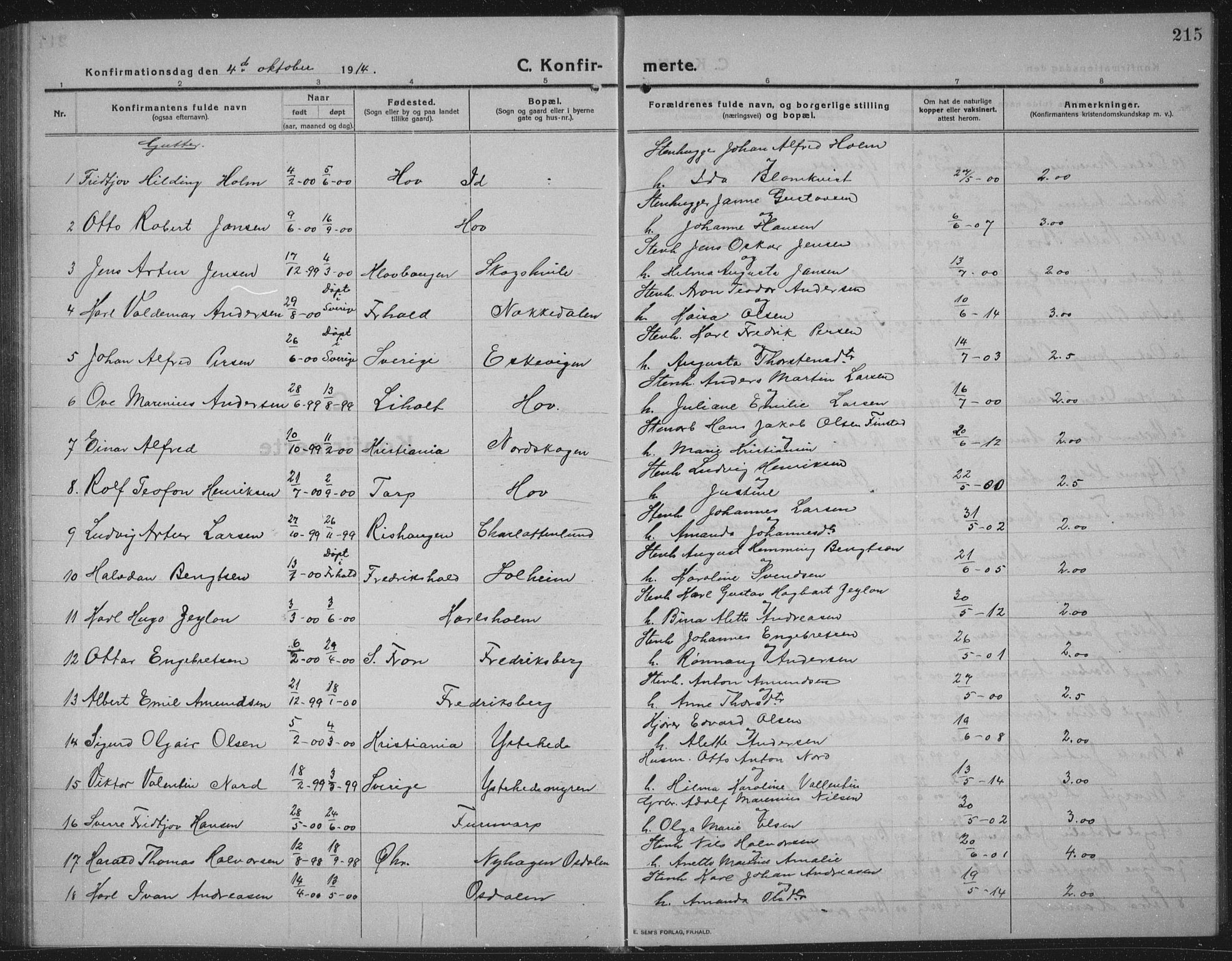 Idd prestekontor Kirkebøker, SAO/A-10911/G/Gb/L0003: Parish register (copy) no. II 3, 1914-1940, p. 215