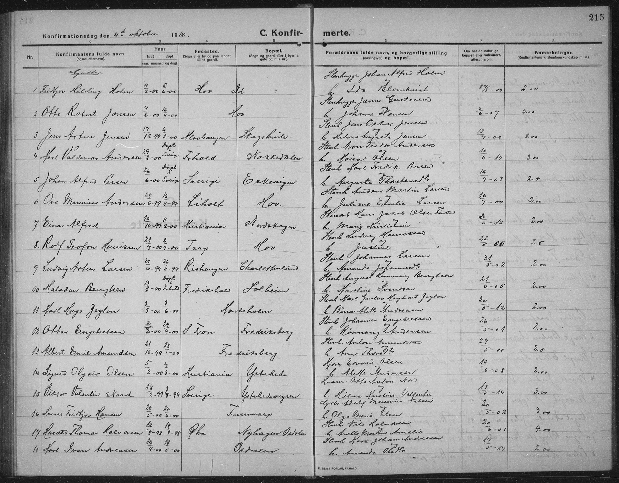 Idd prestekontor Kirkebøker, AV/SAO-A-10911/G/Gb/L0003: Parish register (copy) no. II 3, 1914-1940, p. 215