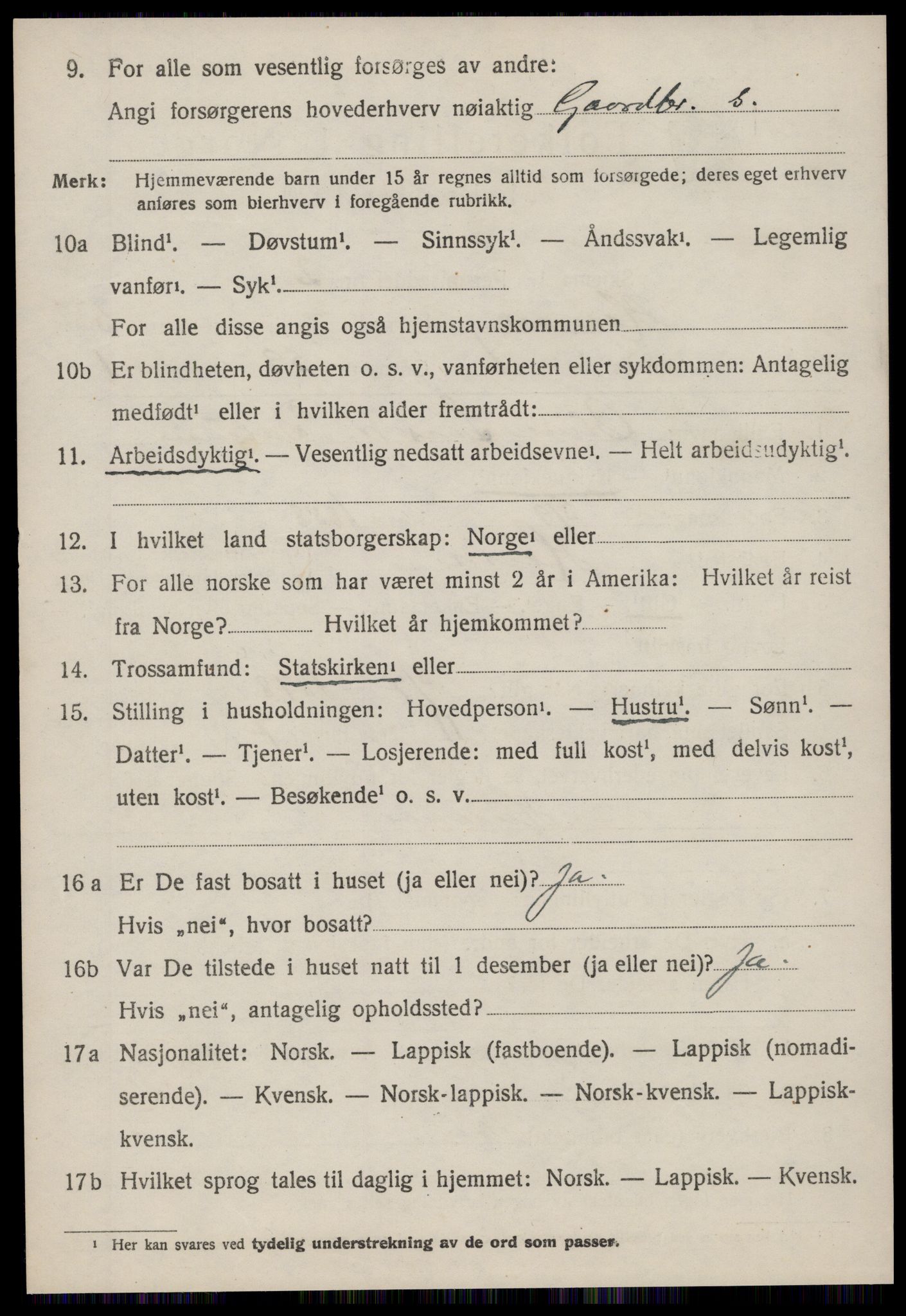 SAT, 1920 census for Hemne, 1920, p. 3101