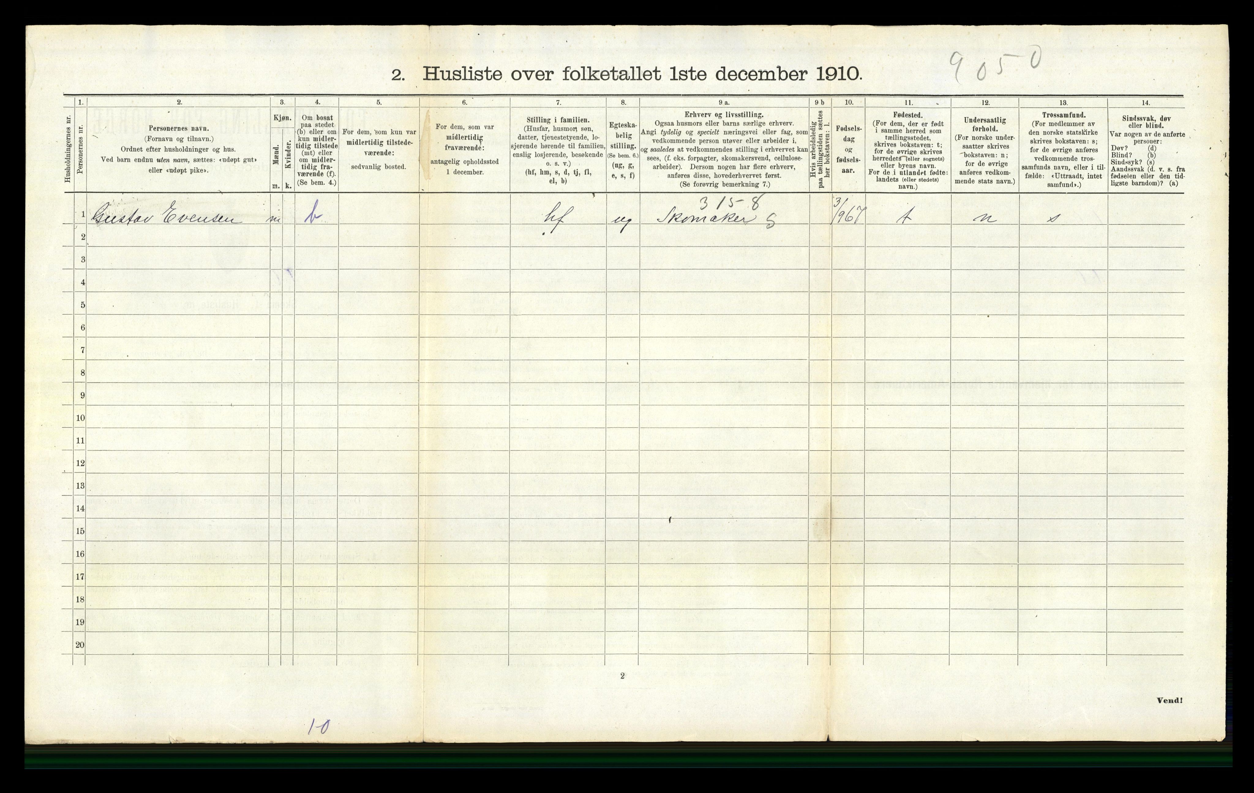 RA, 1910 census for Sandeherred, 1910, p. 2558