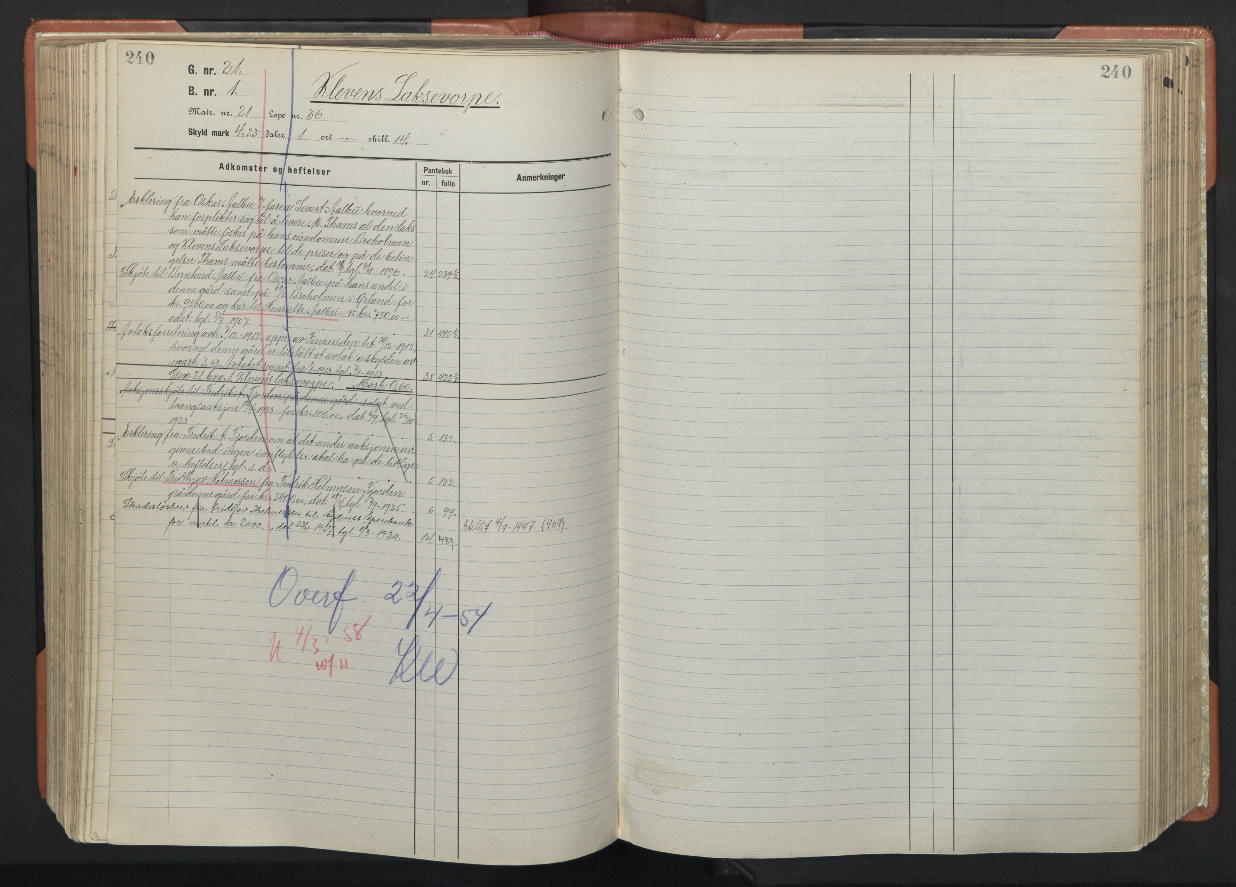 Hitra sorenskriveri, AV/SAT-A-0018/2/2A/L0031: Mortgage register no. 31, p. 240