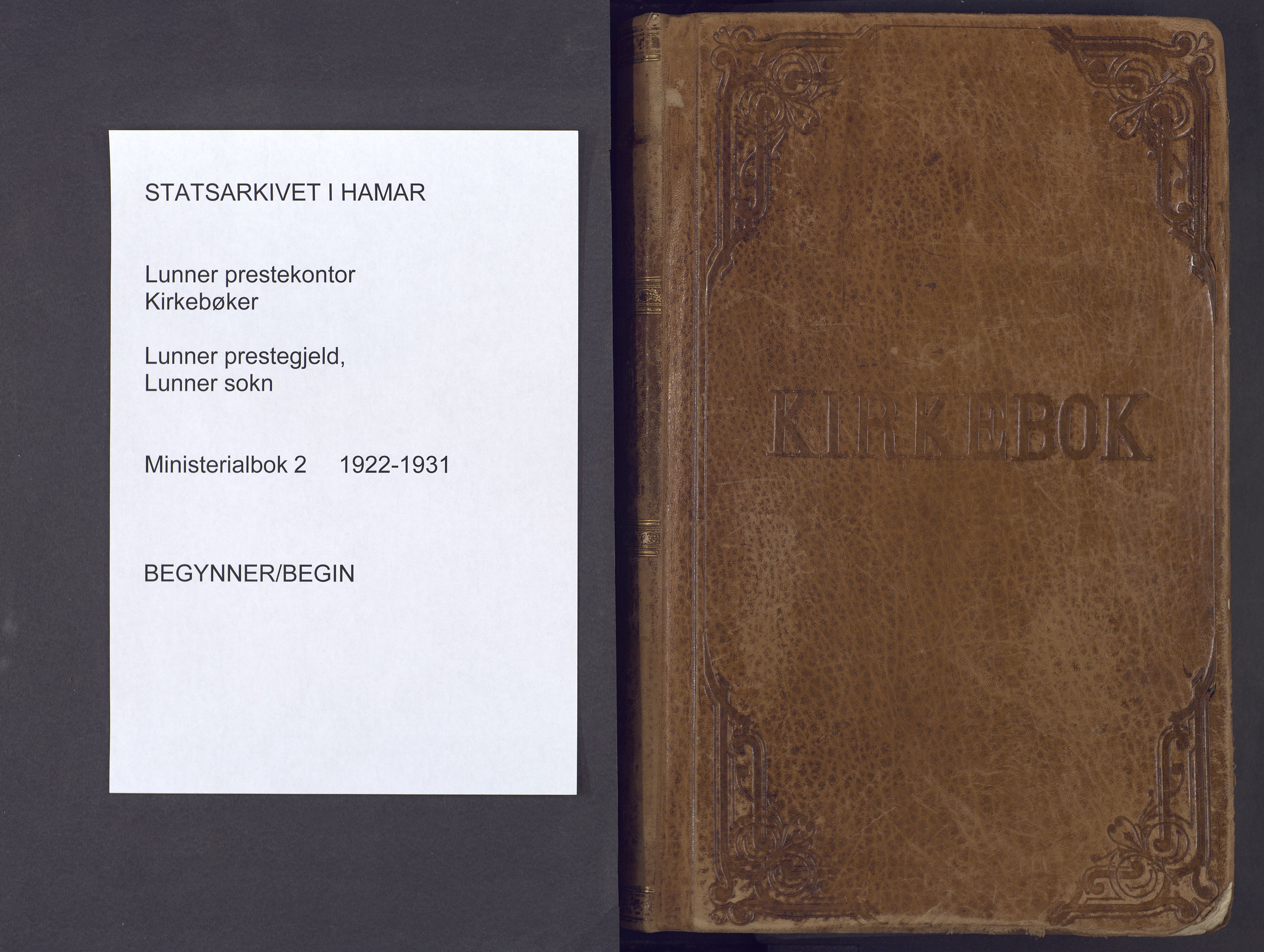 Lunner prestekontor, AV/SAH-PREST-118/H/Ha/Haa/L0002: Parish register (official) no. 2, 1922-1931