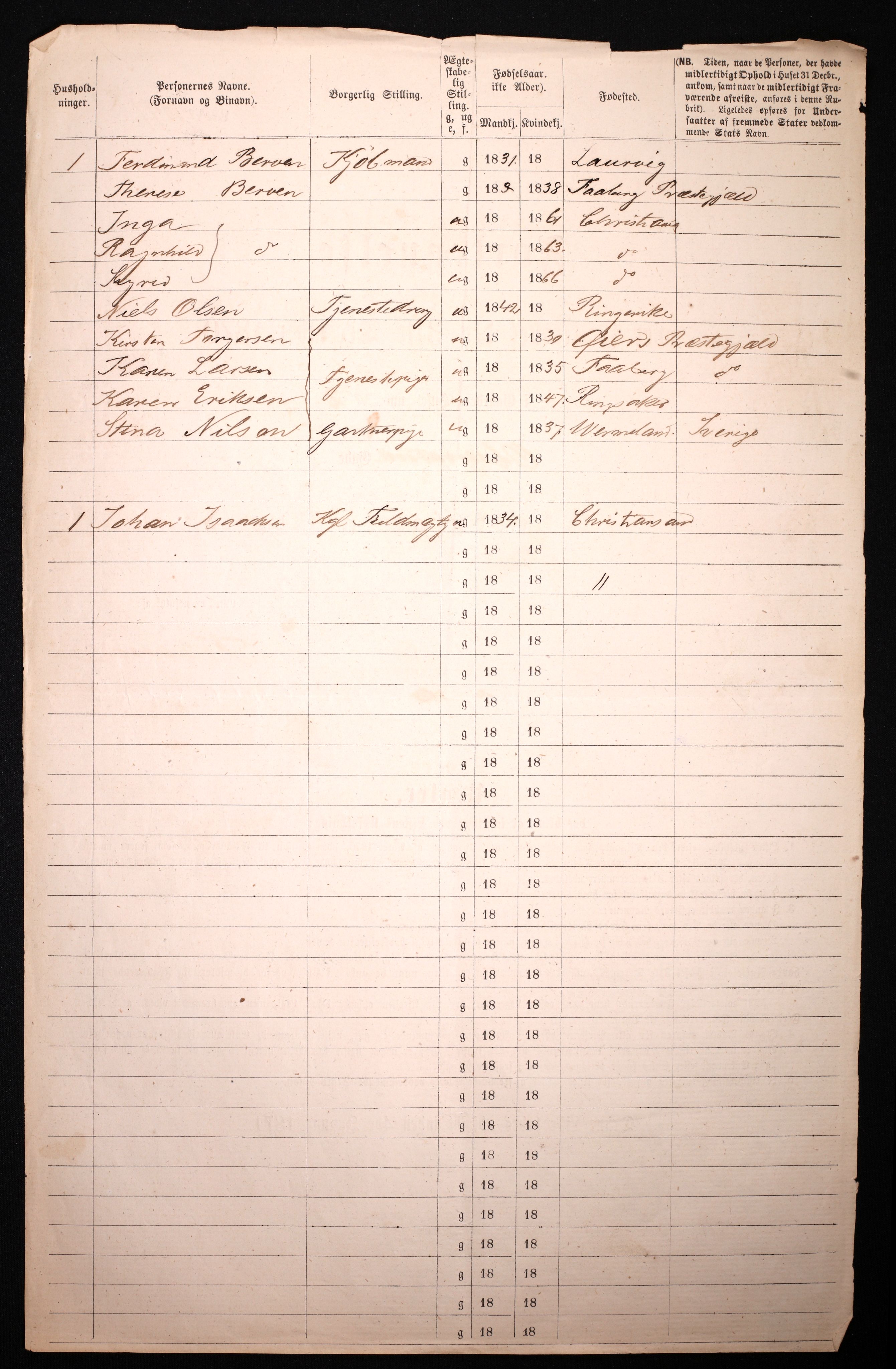 RA, 1870 census for 0301 Kristiania, 1870, p. 2701