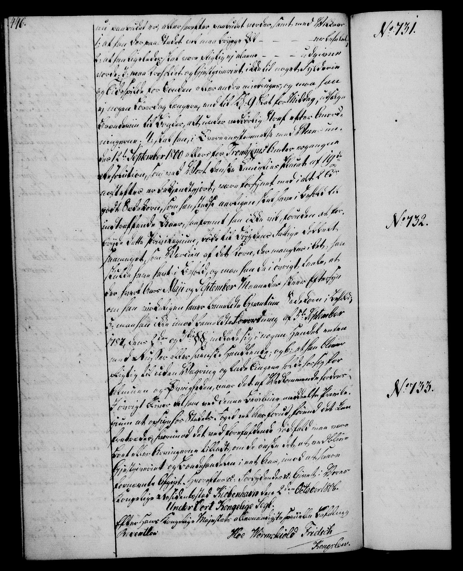 Rentekammeret, Kammerkanselliet, RA/EA-3111/G/Gg/Gga/L0018: Norsk ekspedisjonsprotokoll med register (merket RK 53.18), 1804-1806, p. 446