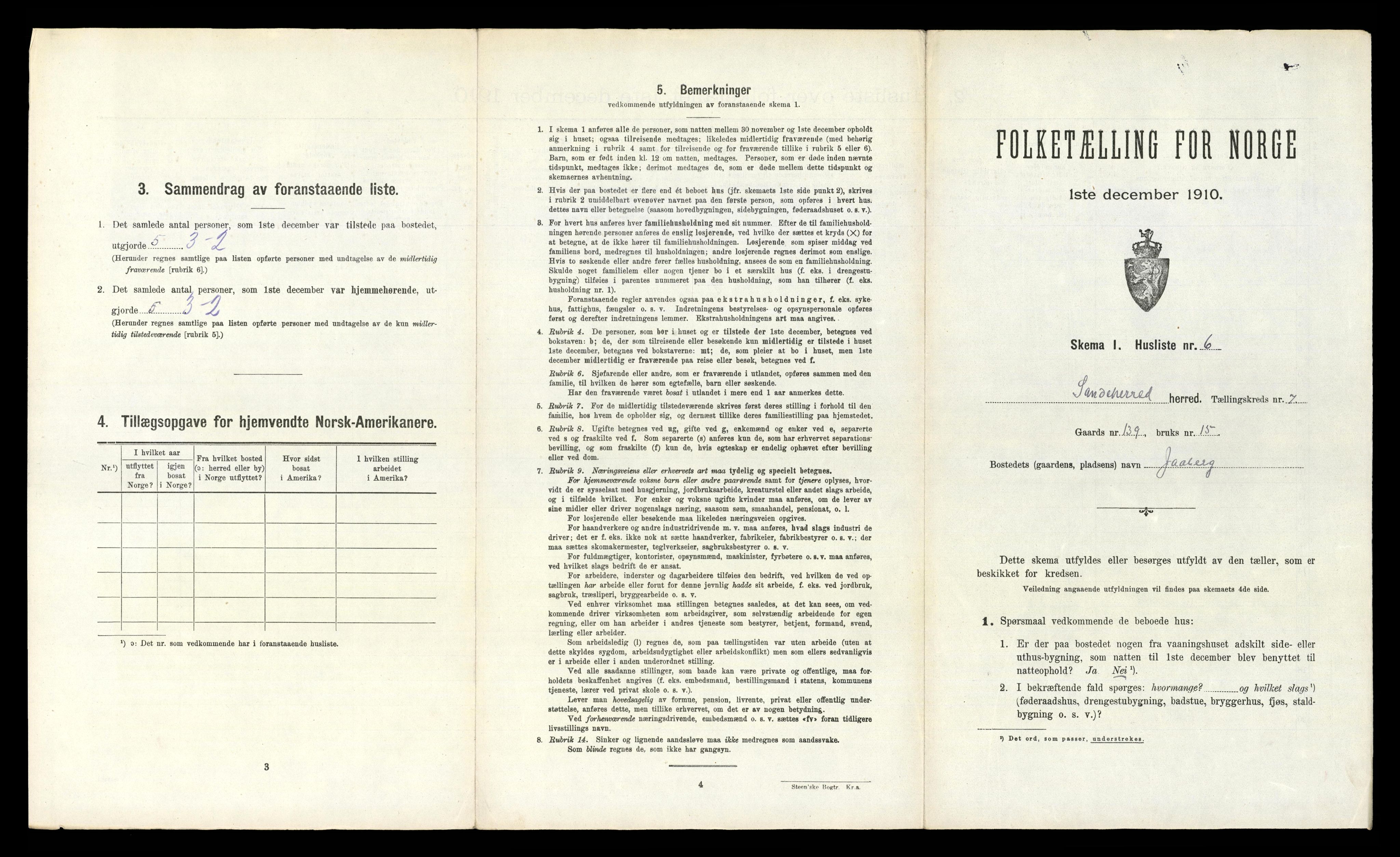 RA, 1910 census for Sandeherred, 1910, p. 1247