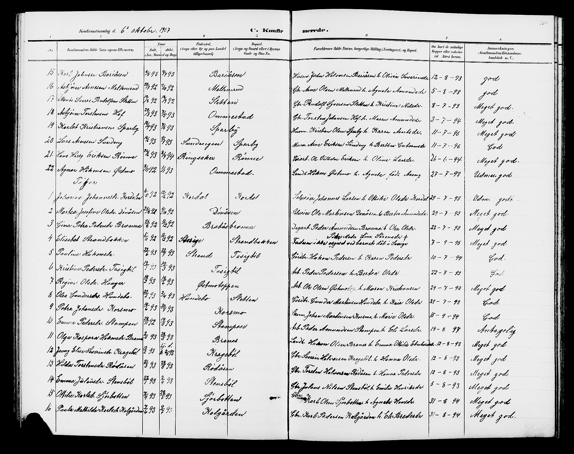 Hof prestekontor, SAH/PREST-038/H/Ha/Hab/L0001: Parish register (copy) no. 1, 1895-1914, p. 101