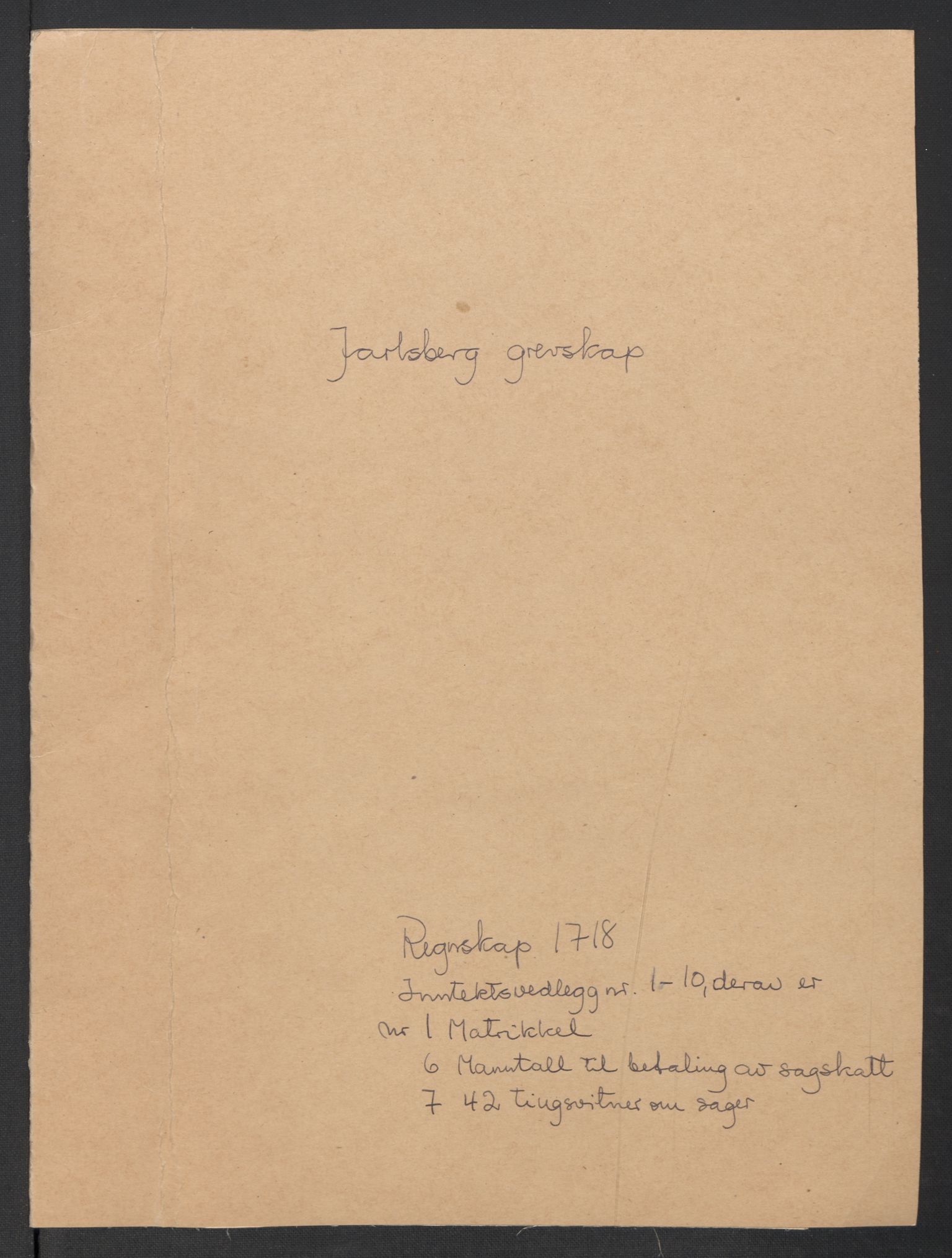 Rentekammeret inntil 1814, Reviderte regnskaper, Fogderegnskap, AV/RA-EA-4092/R32/L1882: Fogderegnskap Jarlsberg grevskap, 1718, p. 2