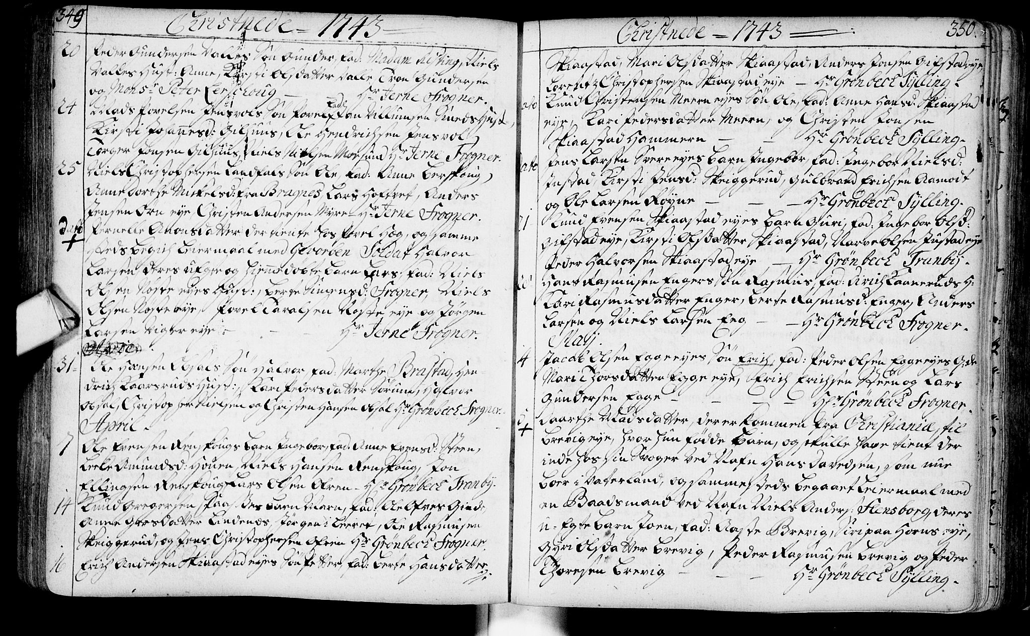 Lier kirkebøker, AV/SAKO-A-230/F/Fa/L0003: Parish register (official) no. I 3, 1727-1748, p. 349-350