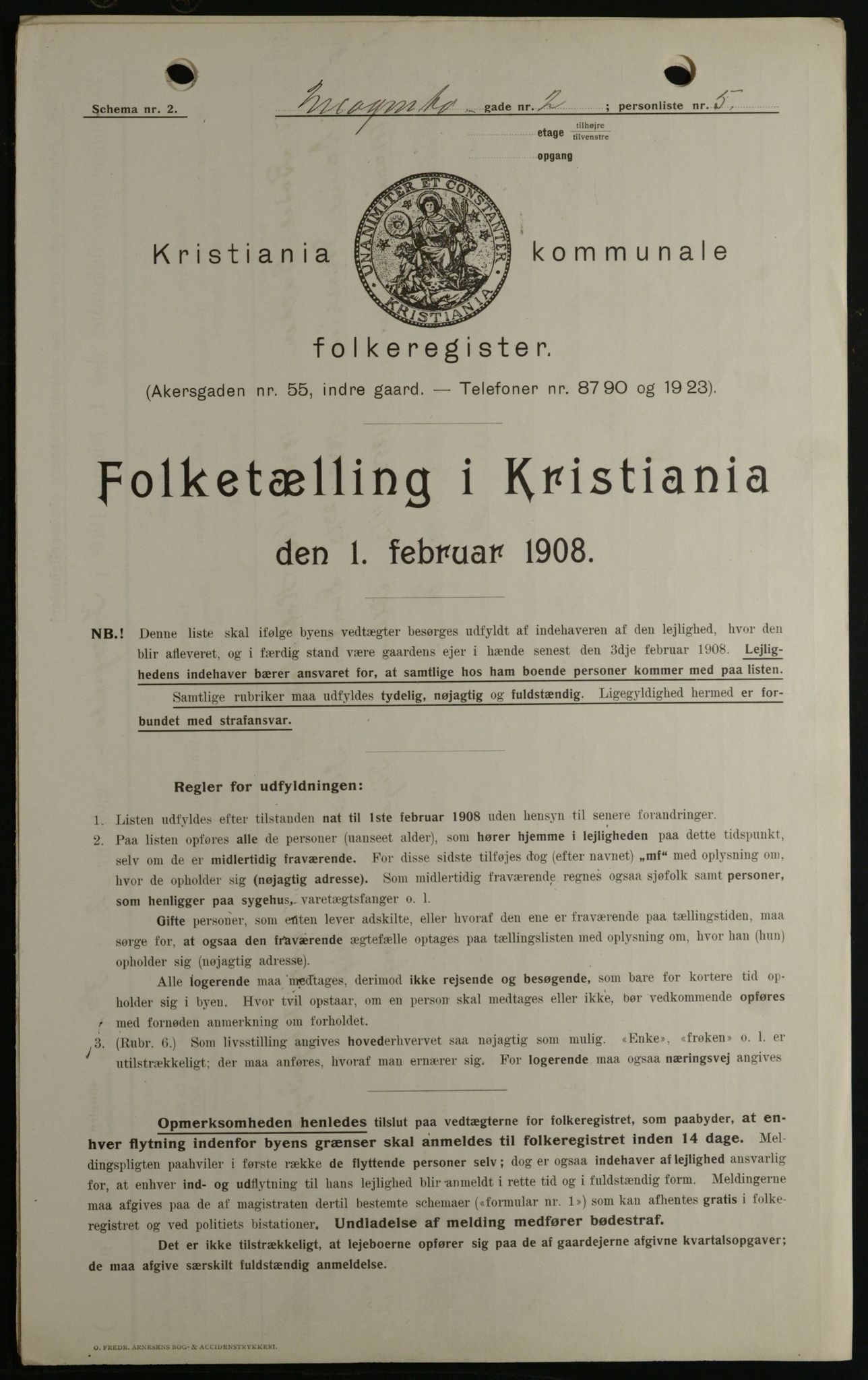 OBA, Municipal Census 1908 for Kristiania, 1908, p. 39505