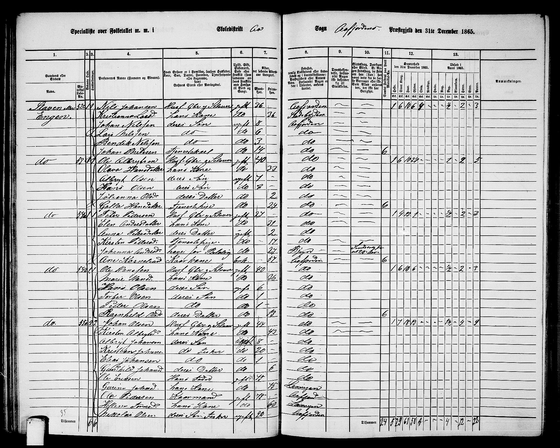 RA, 1865 census for Aafjorden, 1865, p. 33