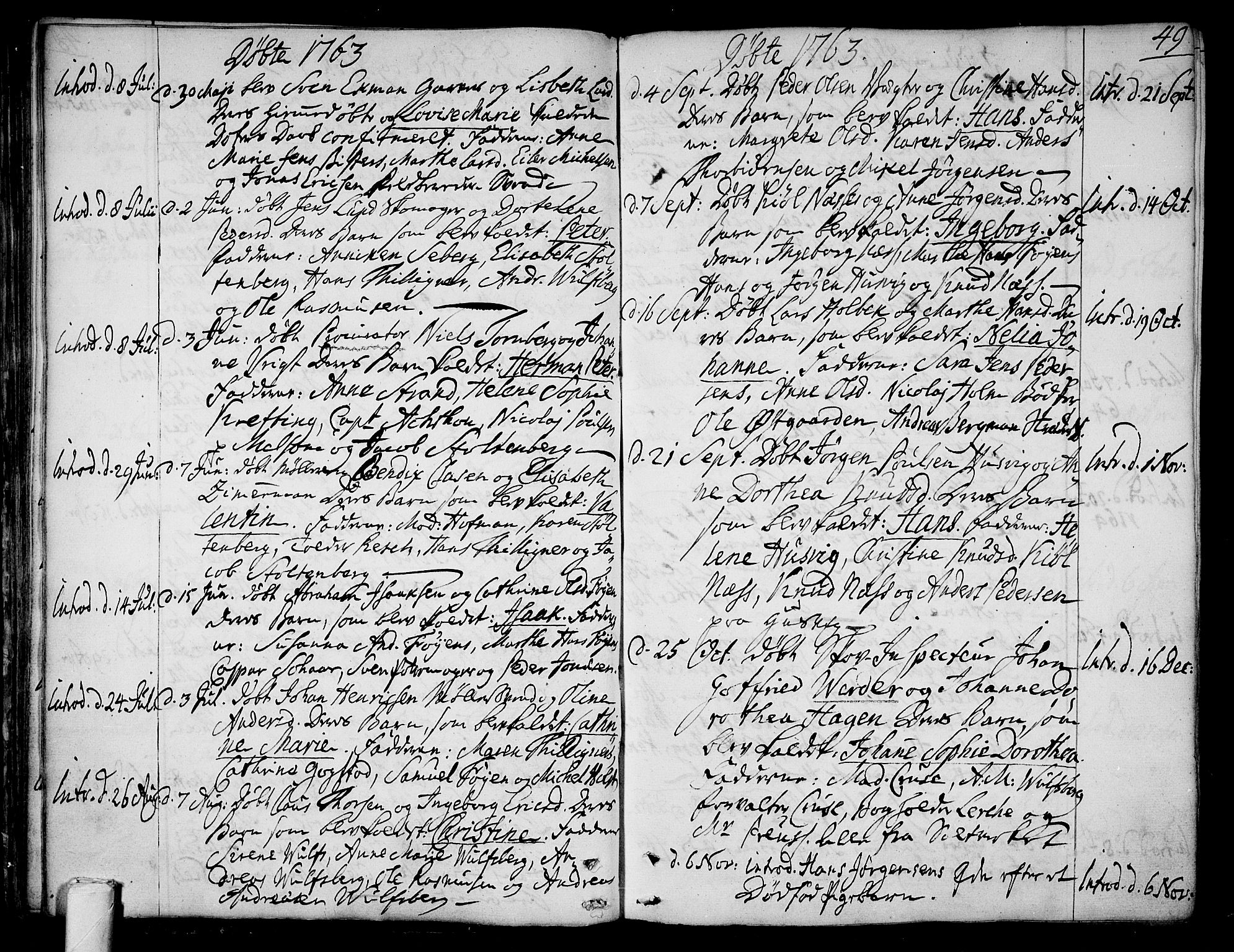 Tønsberg kirkebøker, AV/SAKO-A-330/F/Fa/L0002: Parish register (official) no. I 2, 1760-1796, p. 49