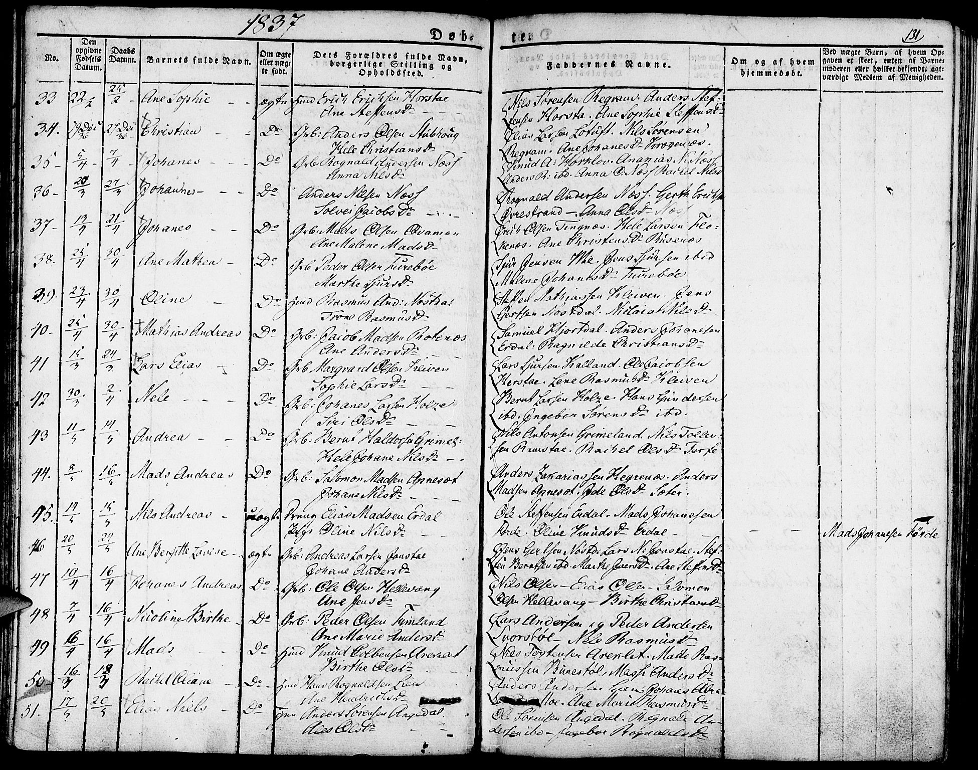 Førde sokneprestembete, AV/SAB-A-79901/H/Haa/Haaa/L0006: Parish register (official) no. A 6, 1821-1842, p. 131