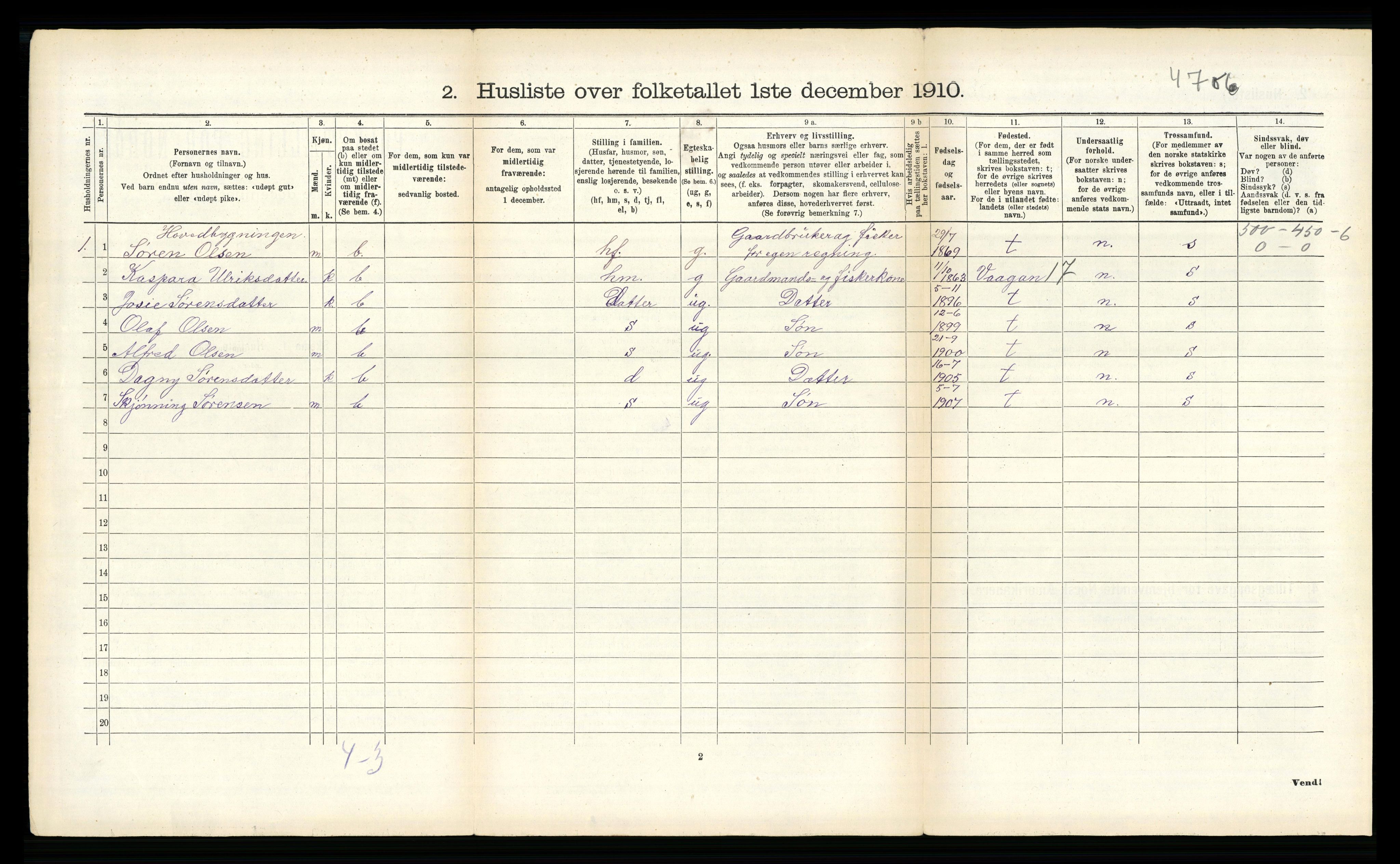 RA, 1910 census for Bø, 1910, p. 850