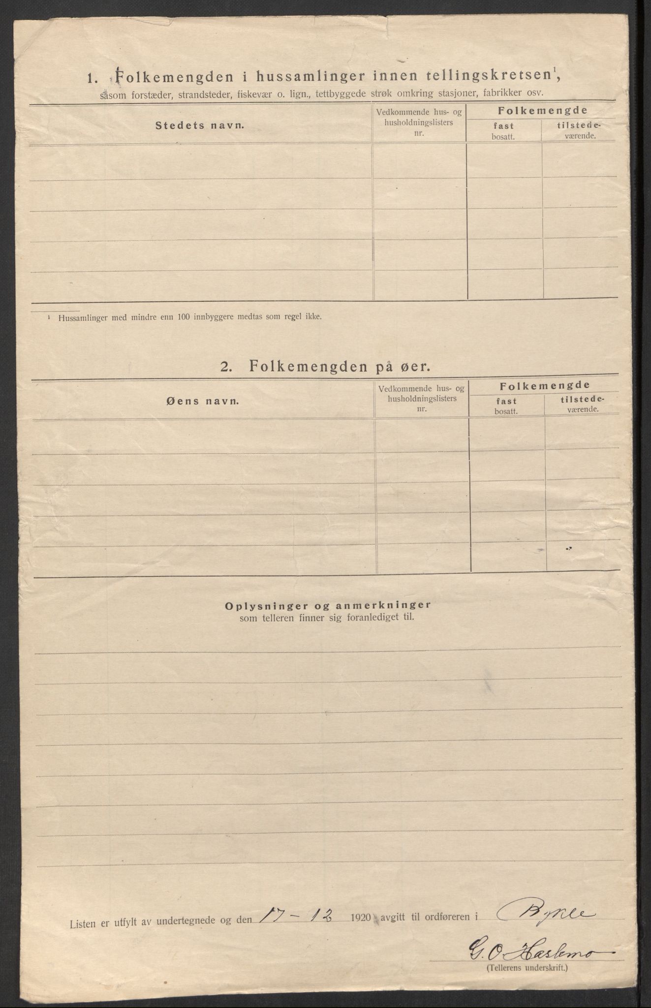 SAK, 1920 census for Bykle, 1920, p. 10