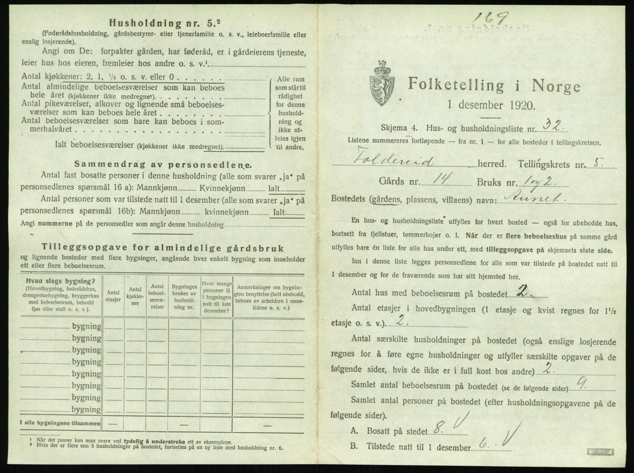 SAT, 1920 census for Foldereid, 1920, p. 370