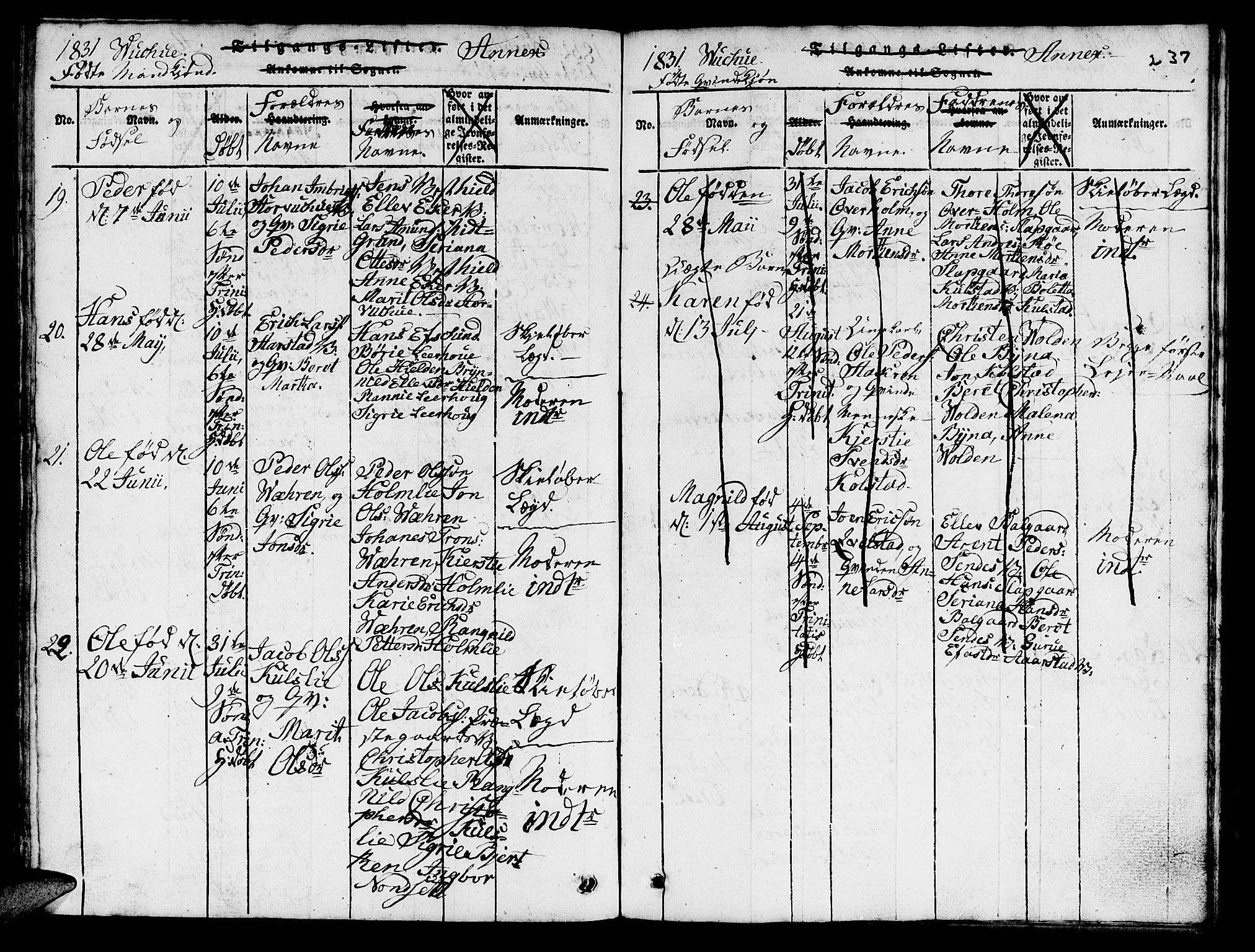 Ministerialprotokoller, klokkerbøker og fødselsregistre - Nord-Trøndelag, AV/SAT-A-1458/724/L0265: Parish register (copy) no. 724C01, 1816-1845, p. 237