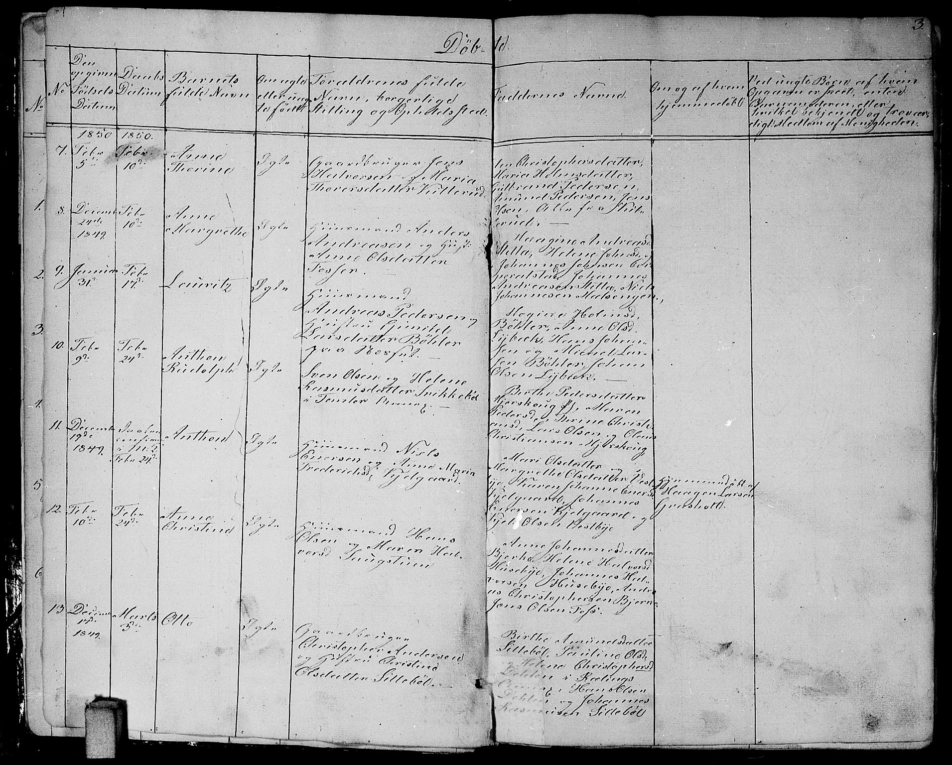 Enebakk prestekontor Kirkebøker, AV/SAO-A-10171c/G/Ga/L0004: Parish register (copy) no. I 4, 1850-1866, p. 3