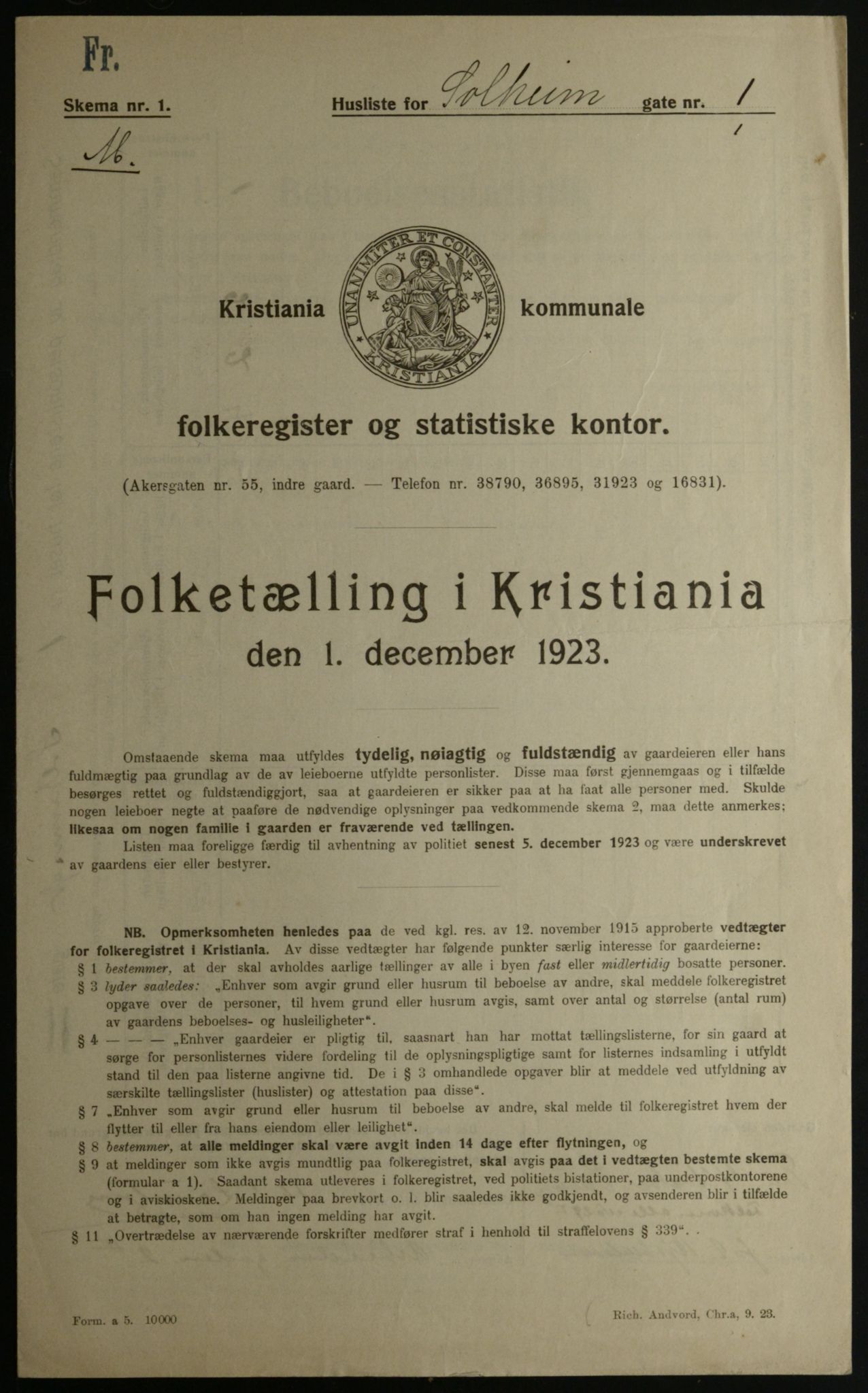 OBA, Municipal Census 1923 for Kristiania, 1923, p. 109649