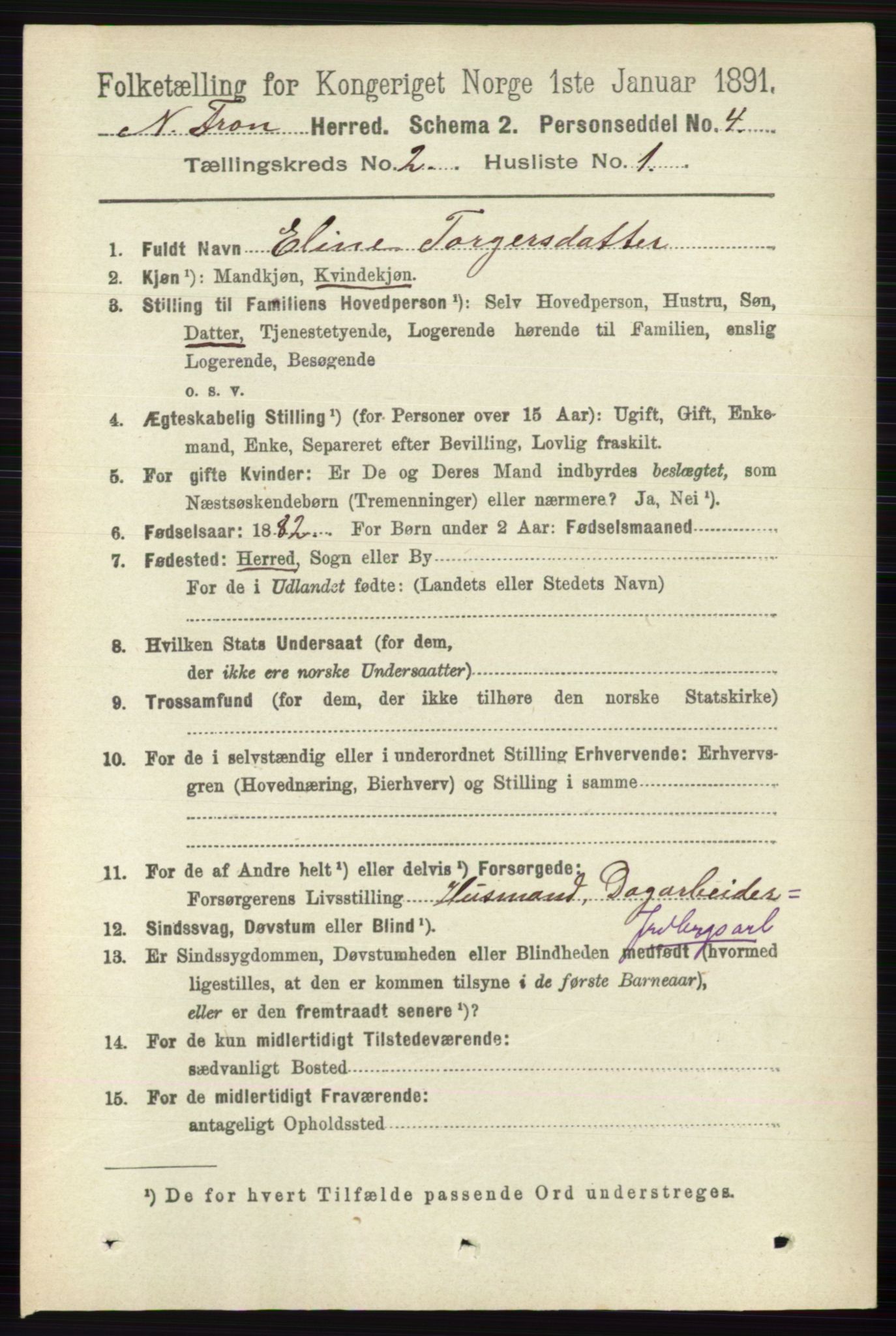 RA, 1891 census for 0518 Nord-Fron, 1891, p. 344