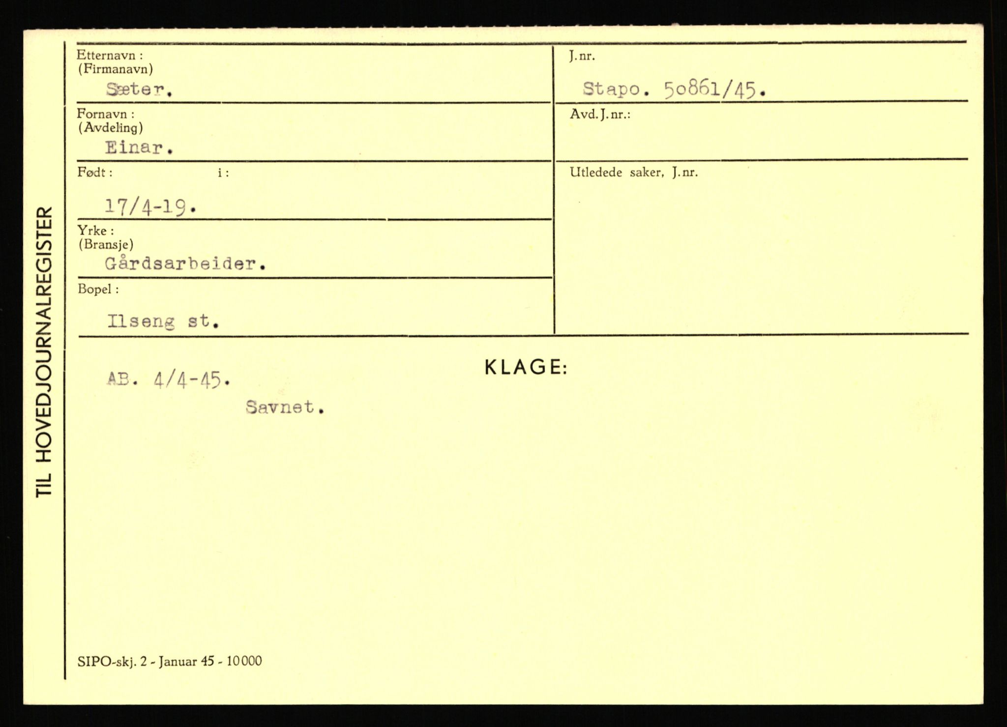 Statspolitiet - Hovedkontoret / Osloavdelingen, AV/RA-S-1329/C/Ca/L0015: Svea - Tøsse, 1943-1945, p. 982