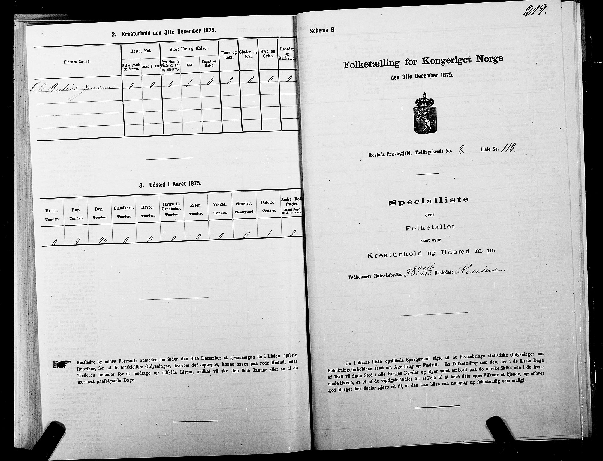 SATØ, 1875 census for 1917P Ibestad, 1875, p. 5219