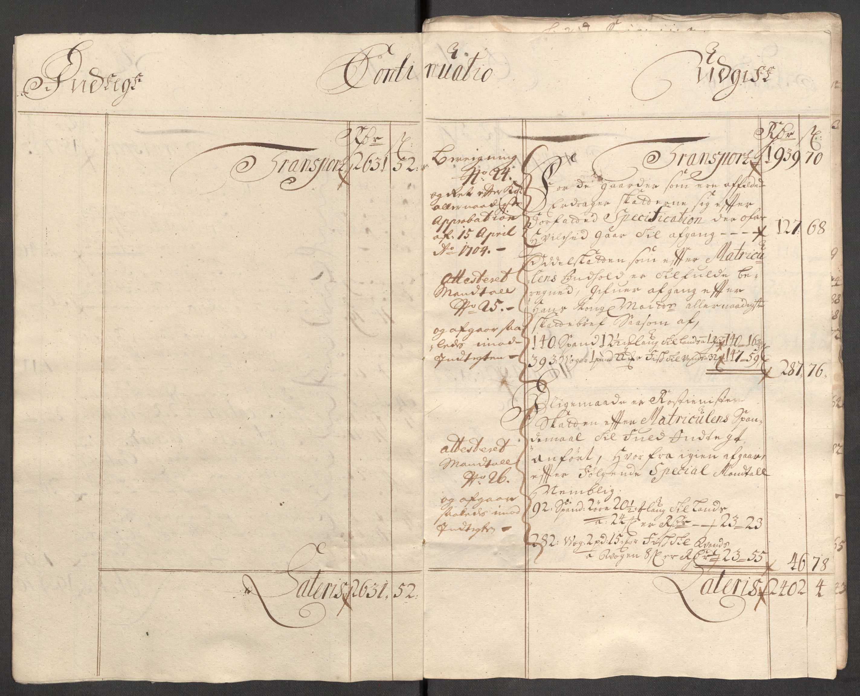 Rentekammeret inntil 1814, Reviderte regnskaper, Fogderegnskap, AV/RA-EA-4092/R64/L4428: Fogderegnskap Namdal, 1703-1704, p. 8