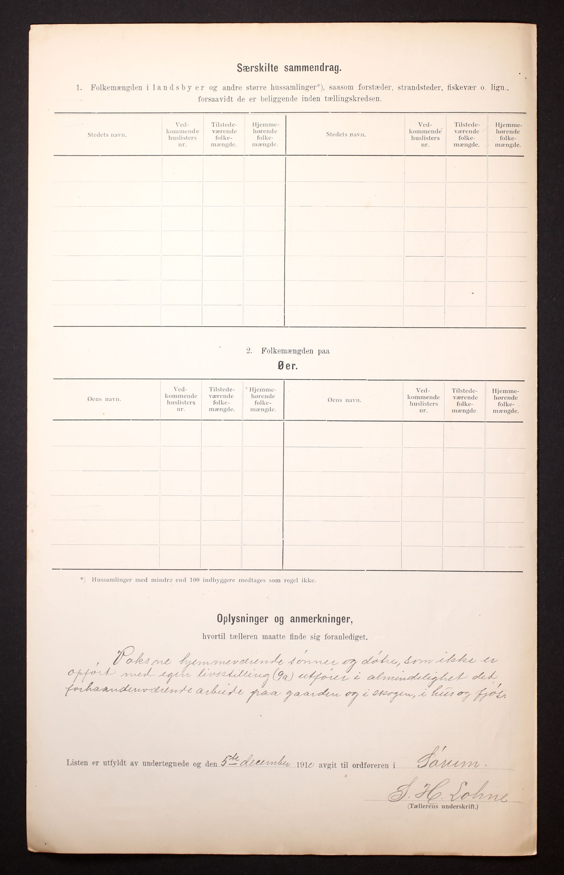 RA, 1910 census for Sørum, 1910, p. 6