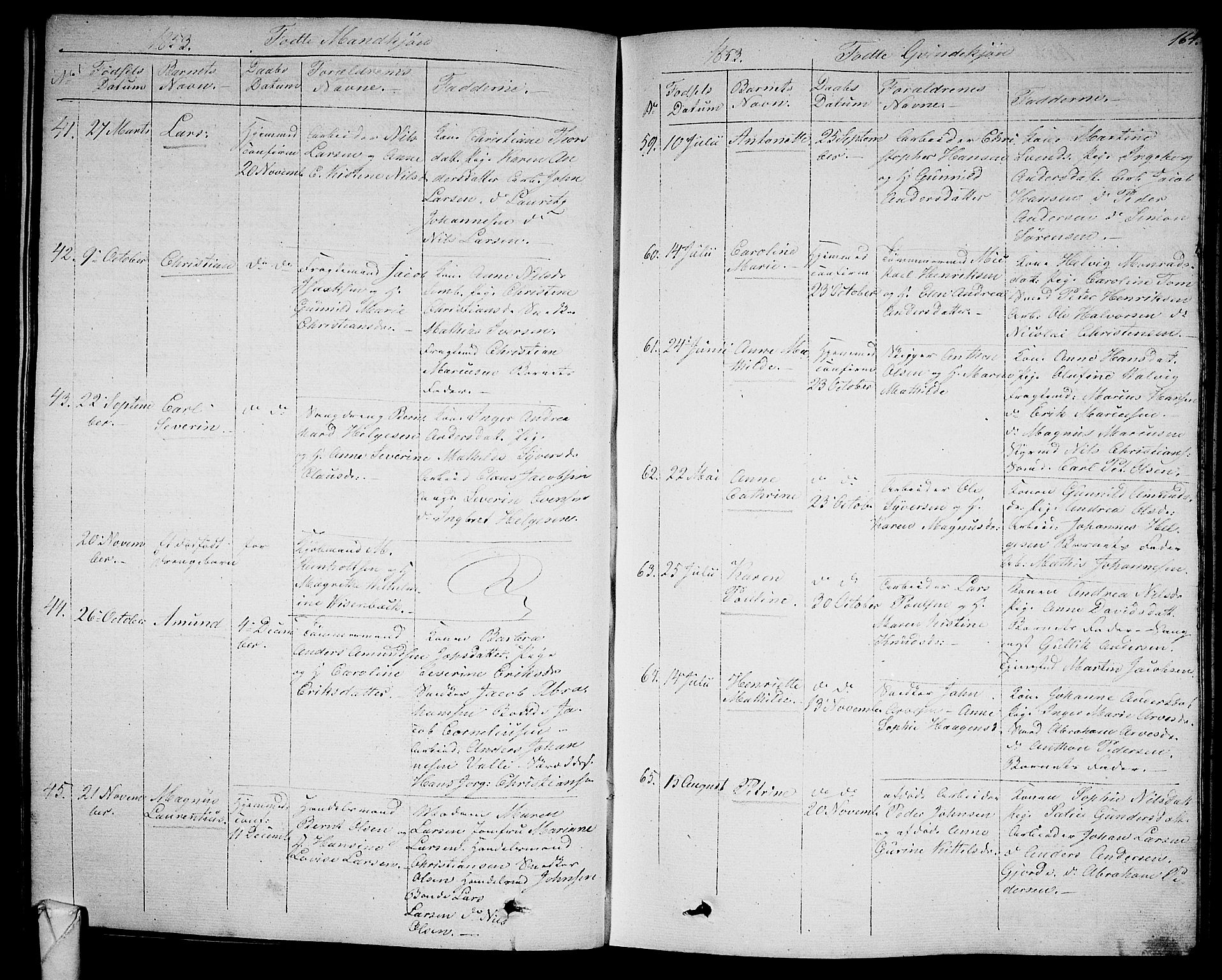 Larvik kirkebøker, AV/SAKO-A-352/G/Ga/L0003a: Parish register (copy) no. I 3A, 1830-1870, p. 164