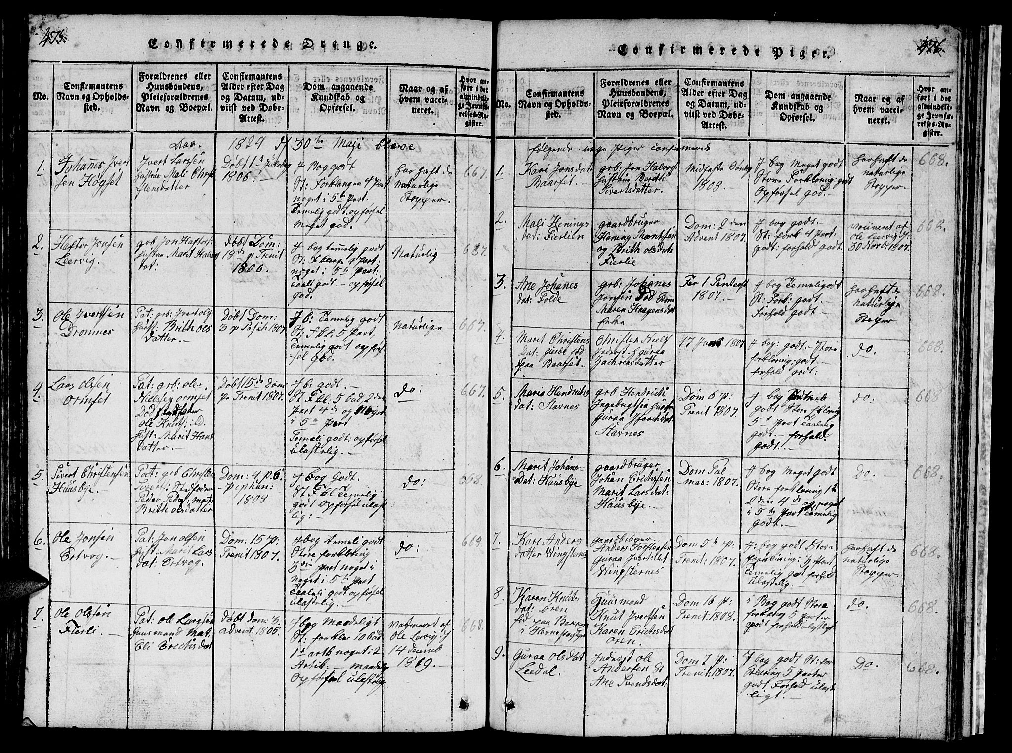 Ministerialprotokoller, klokkerbøker og fødselsregistre - Møre og Romsdal, AV/SAT-A-1454/578/L0908: Parish register (copy) no. 578C01, 1819-1837, p. 475-476