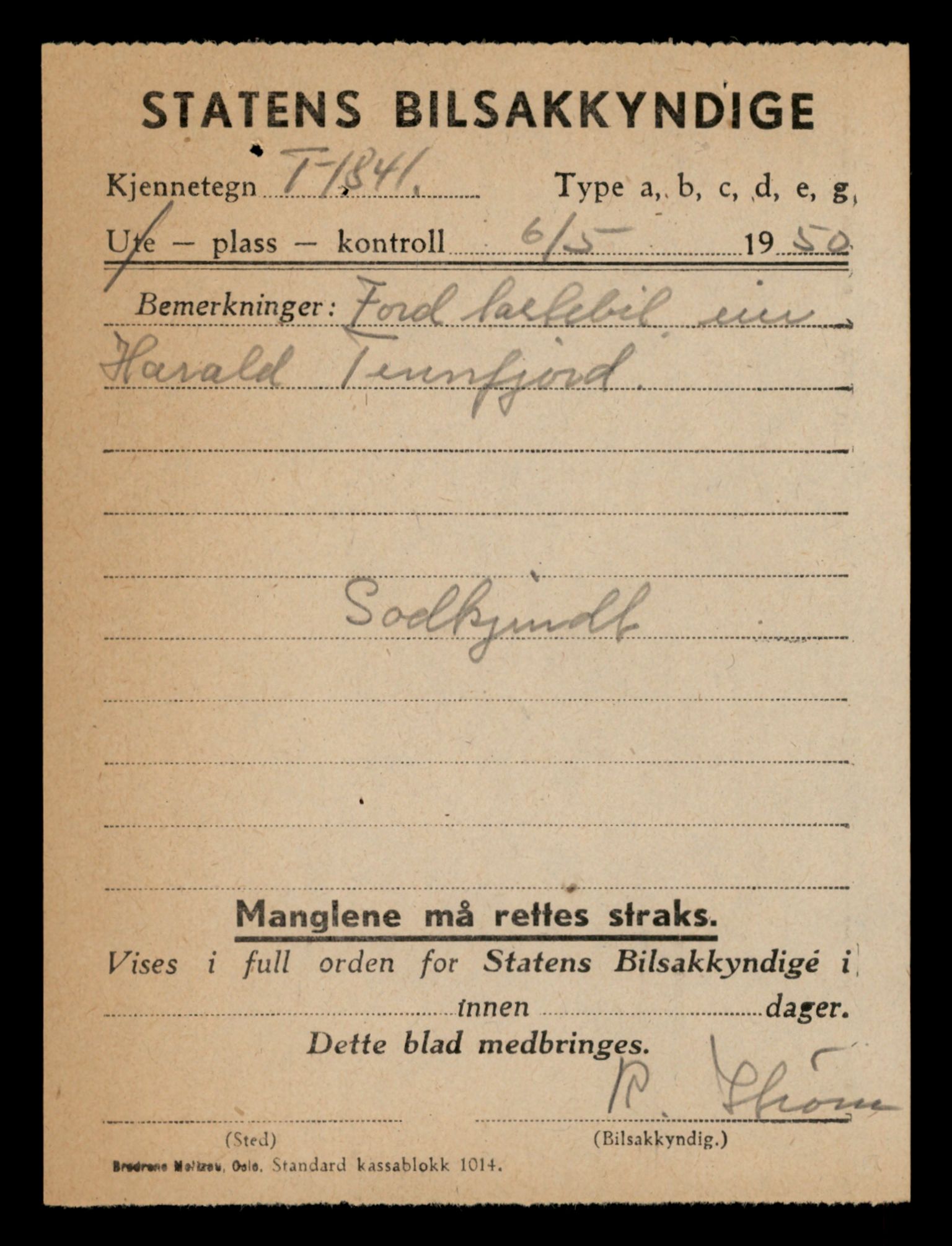 Møre og Romsdal vegkontor - Ålesund trafikkstasjon, SAT/A-4099/F/Fe/L0015: Registreringskort for kjøretøy T 1700 - T 1850, 1927-1998, p. 2885