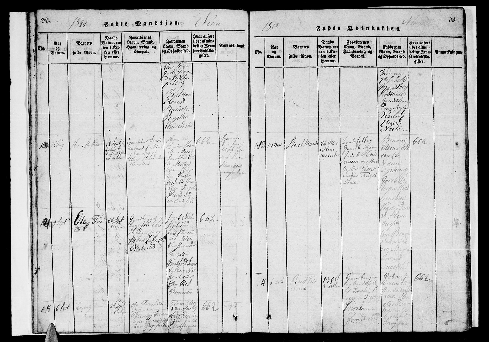 Ministerialprotokoller, klokkerbøker og fødselsregistre - Nordland, AV/SAT-A-1459/838/L0546: Parish register (official) no. 838A05 /1, 1820-1828, p. 32-33