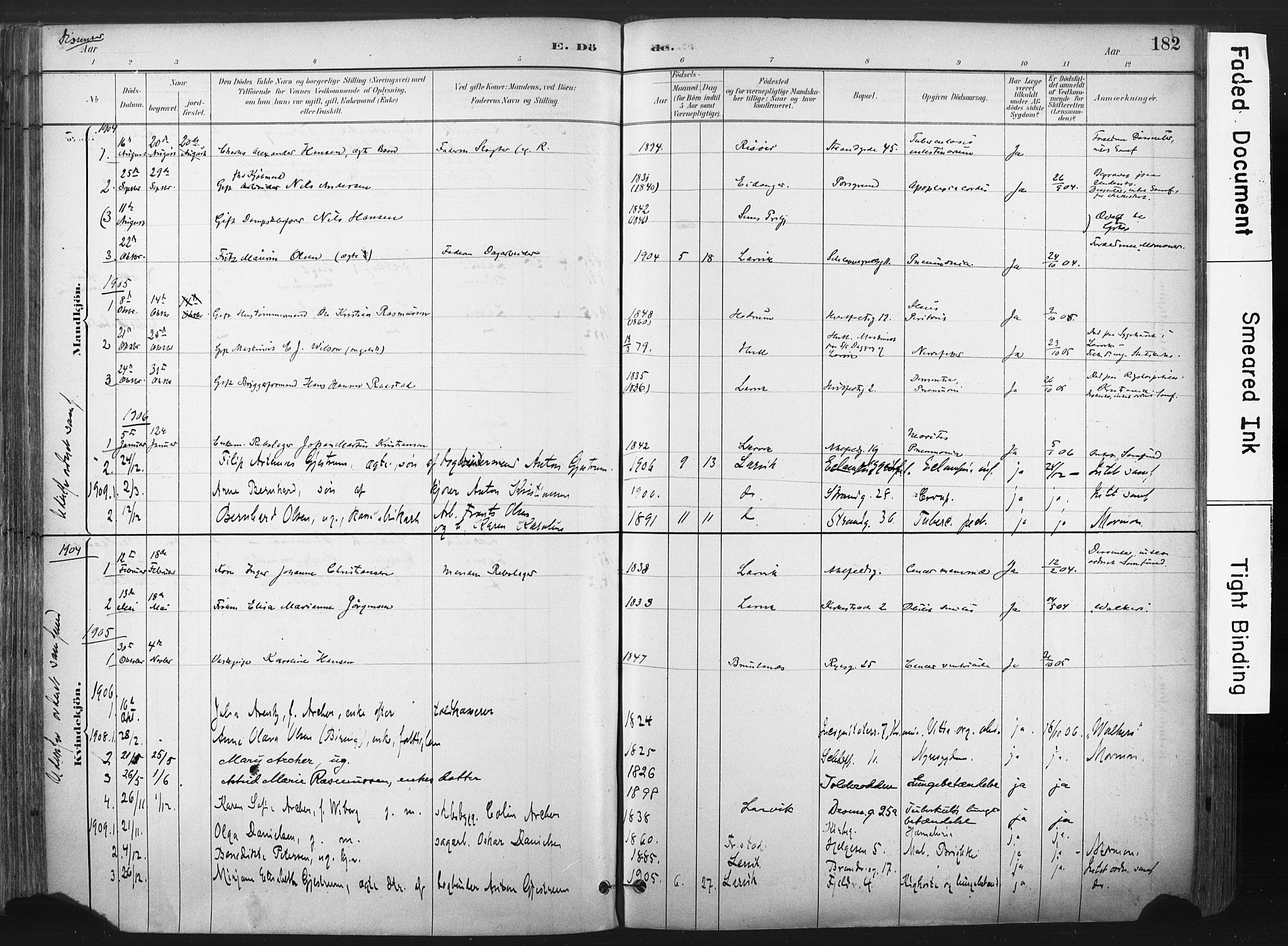 Larvik kirkebøker, SAKO/A-352/F/Fa/L0010: Parish register (official) no. I 10, 1884-1910, p. 182