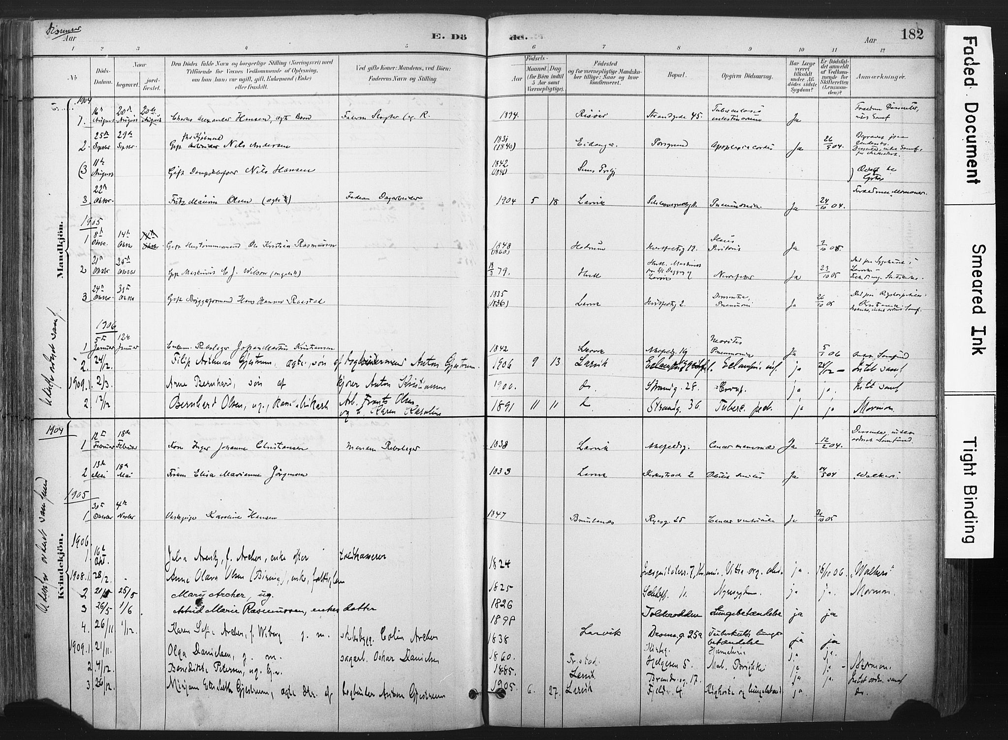 Larvik kirkebøker, AV/SAKO-A-352/F/Fa/L0010: Parish register (official) no. I 10, 1884-1910, p. 182