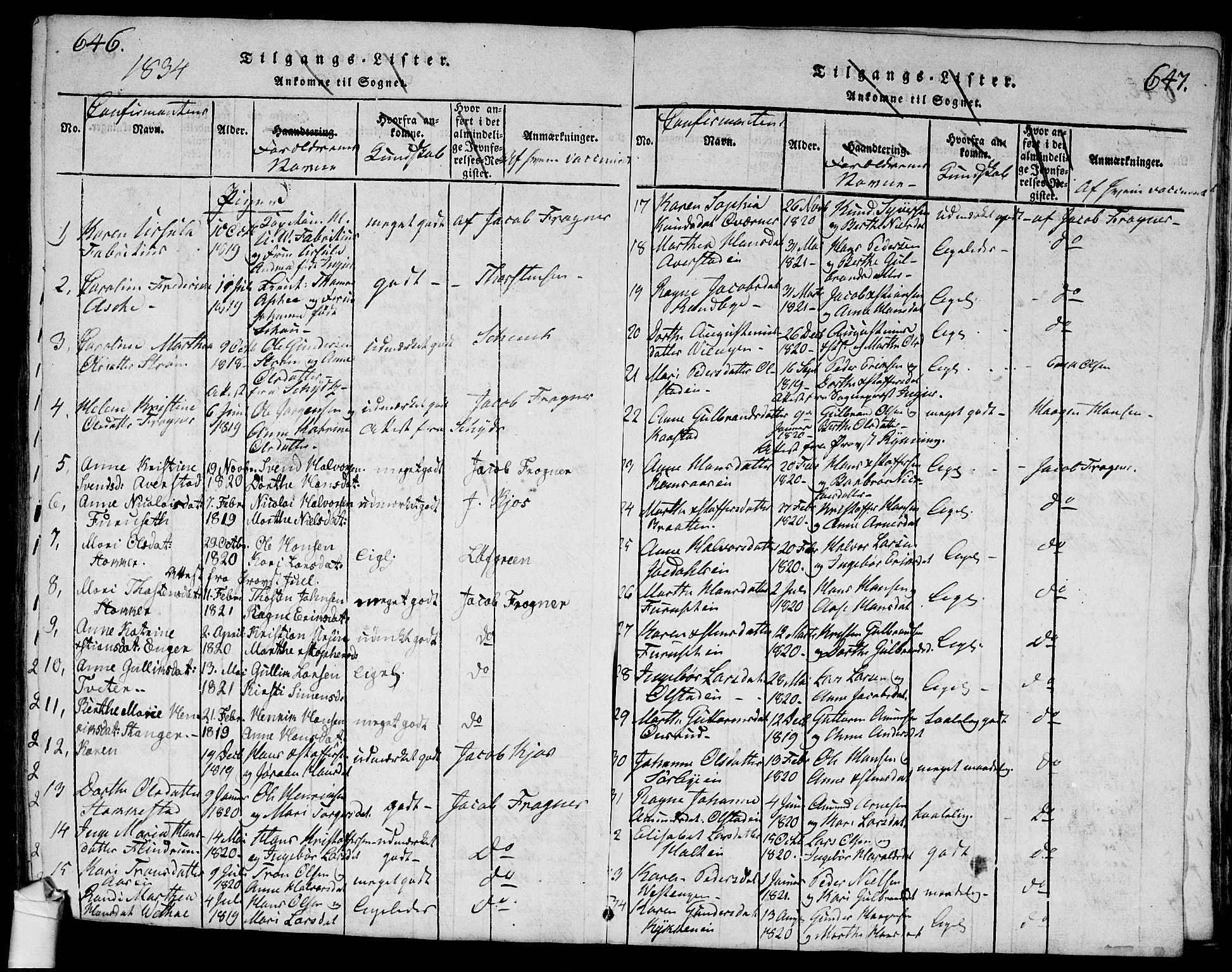 Ullensaker prestekontor Kirkebøker, SAO/A-10236a/G/Ga/L0001: Parish register (copy) no. I 1, 1815-1835, p. 646-647