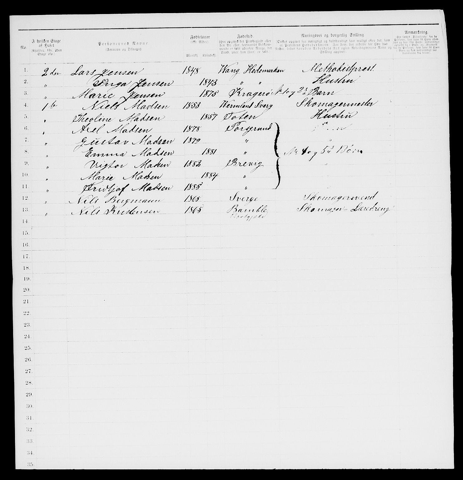 SAKO, 1885 census for 0804 Brevik, 1885, p. 39