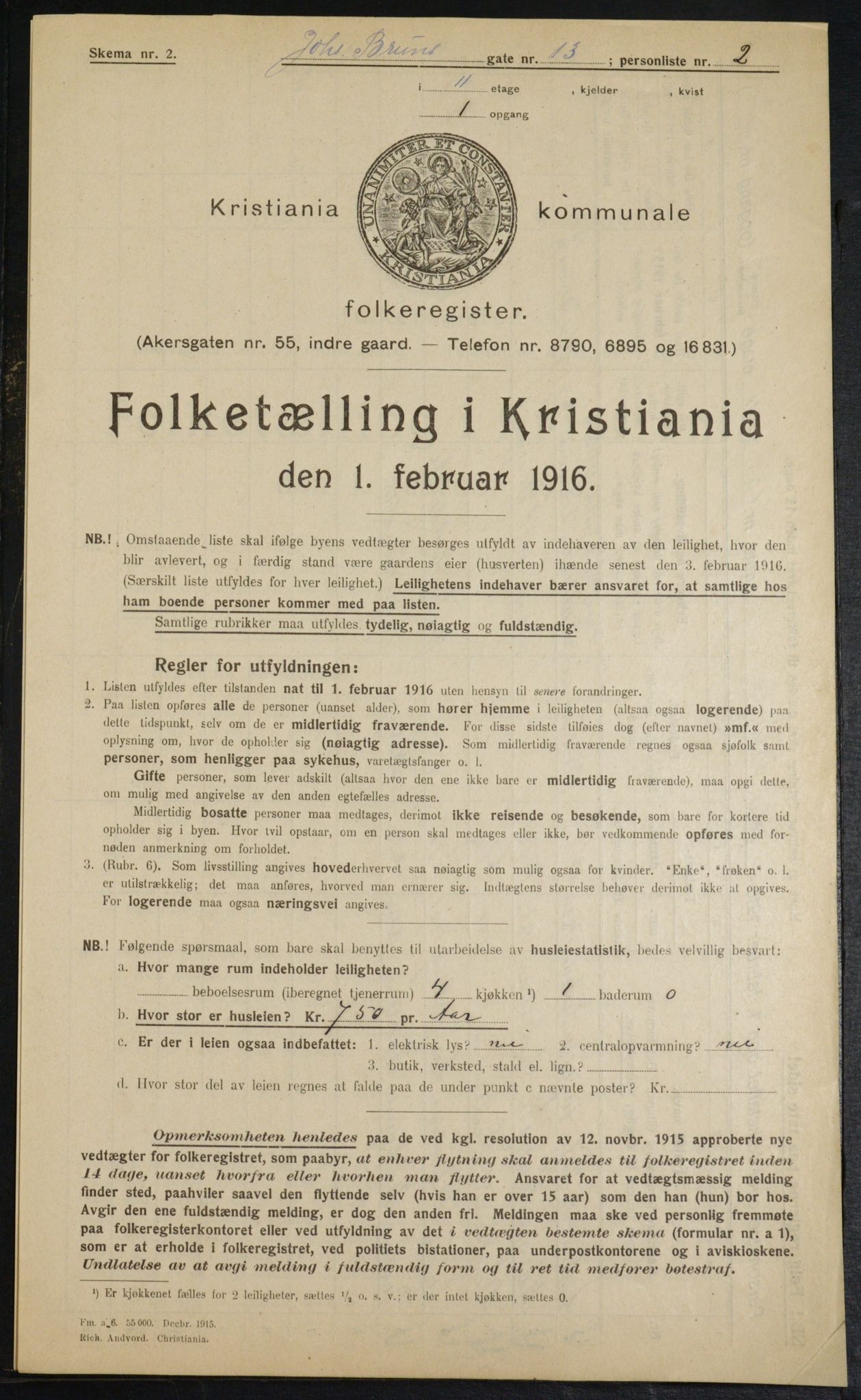 OBA, Municipal Census 1916 for Kristiania, 1916, p. 48242